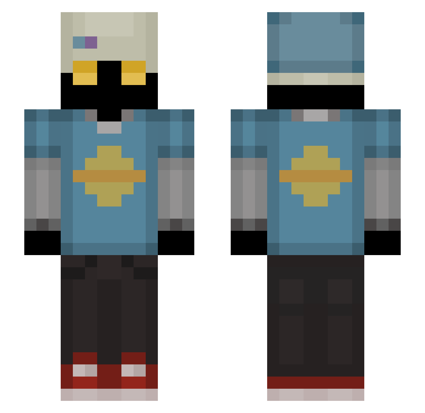 Zeekst Minecraft skin, front and back view