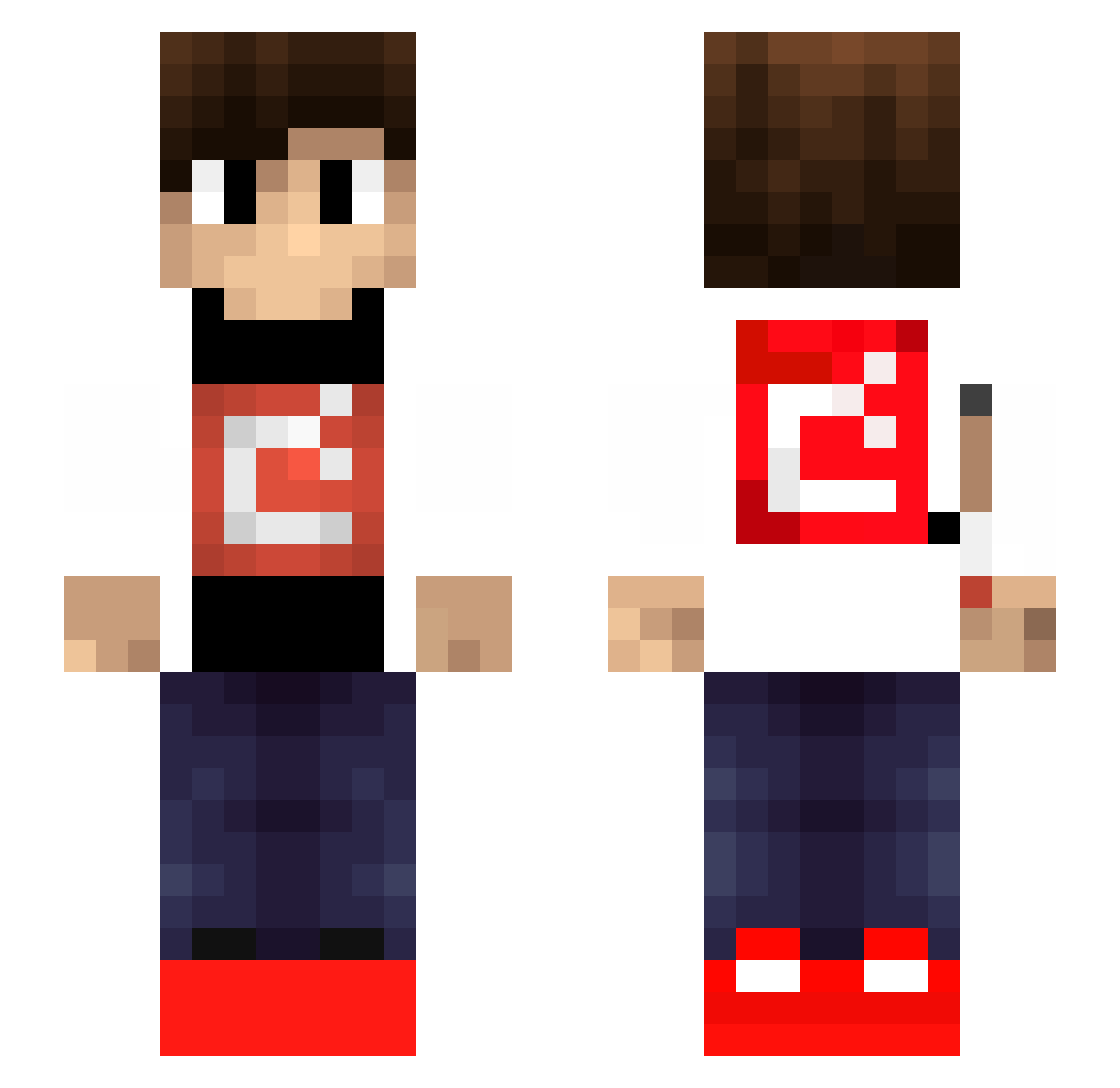 Yenkins Minecraft skin, front and back view