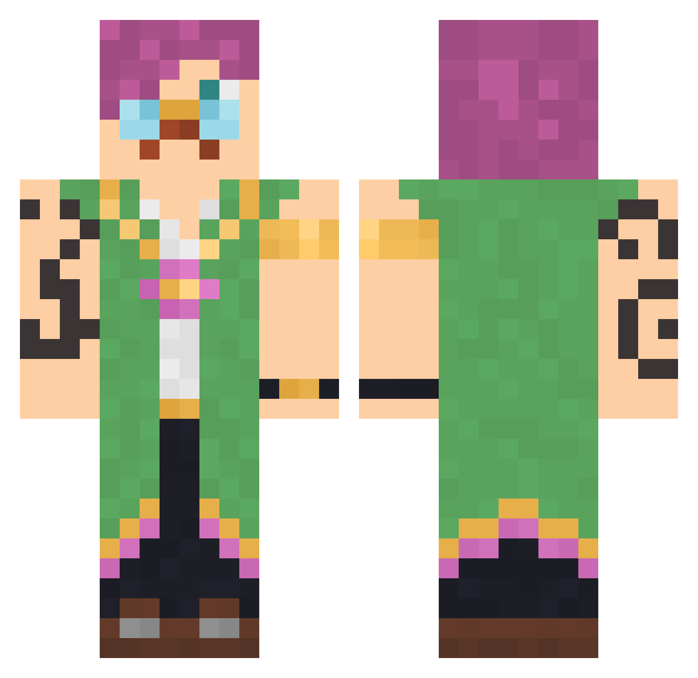 ArtLynn Minecraft skin, front and back view