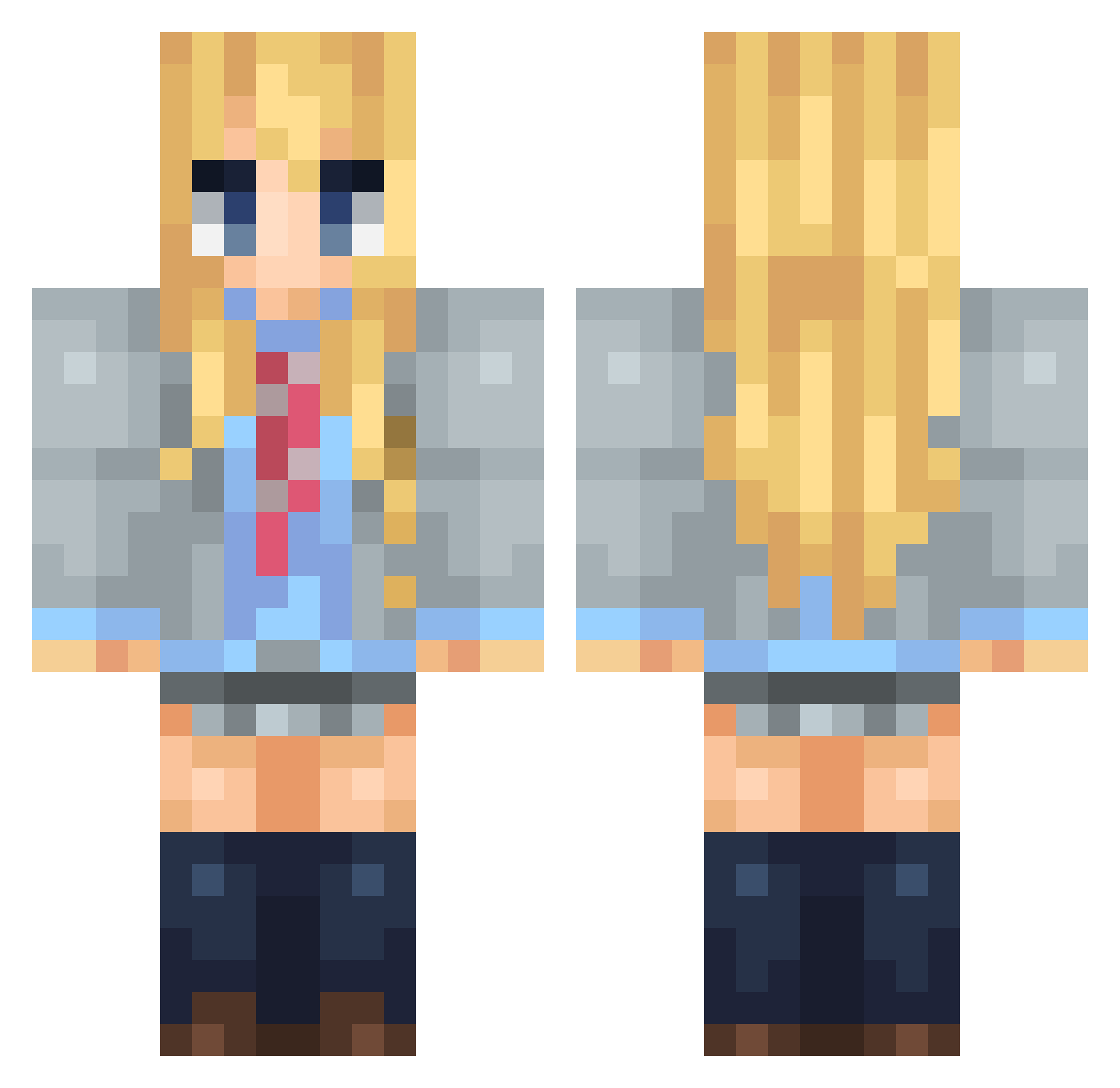 Restricts Minecraft skin, front and back view