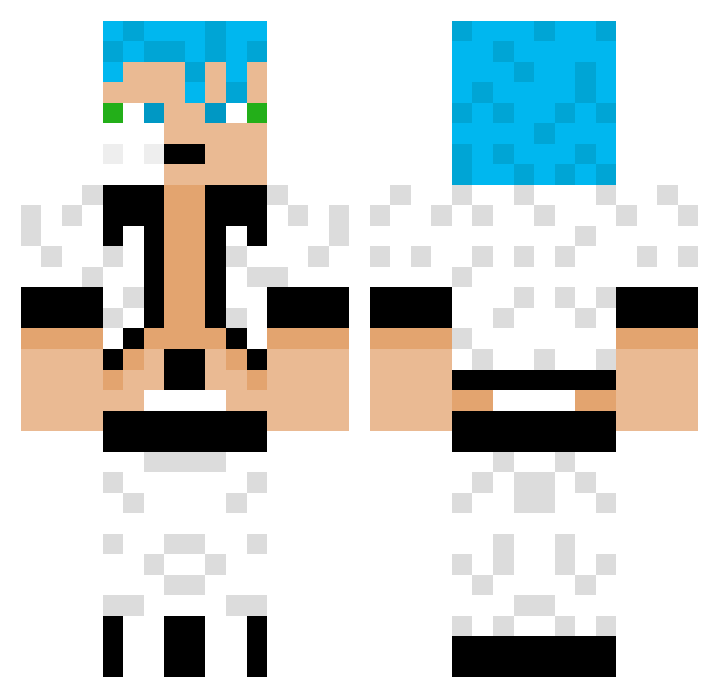 fortnite55 Minecraft skin, front and back view