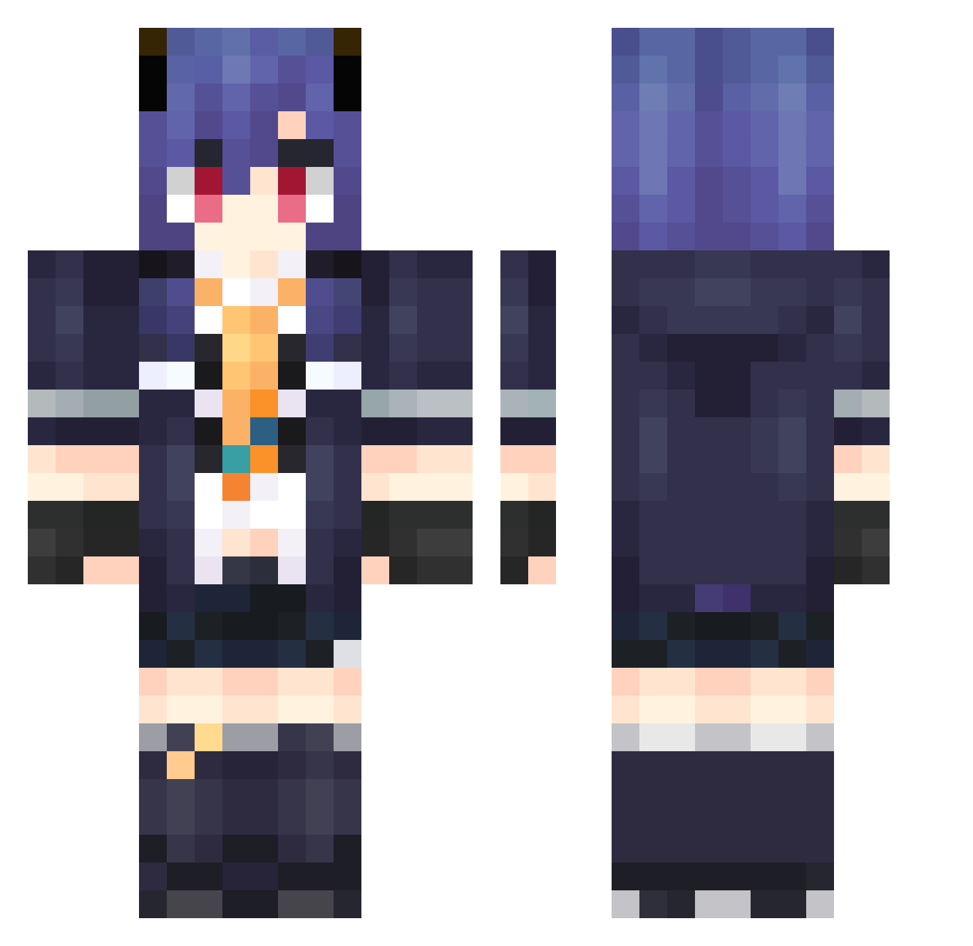 WhiteSakura03 Minecraft skin, front and back view