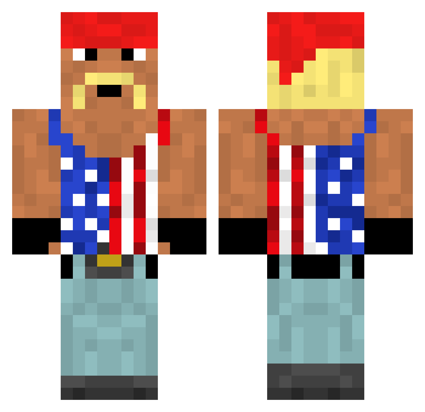 JohnnnT Minecraft skin, front and back view