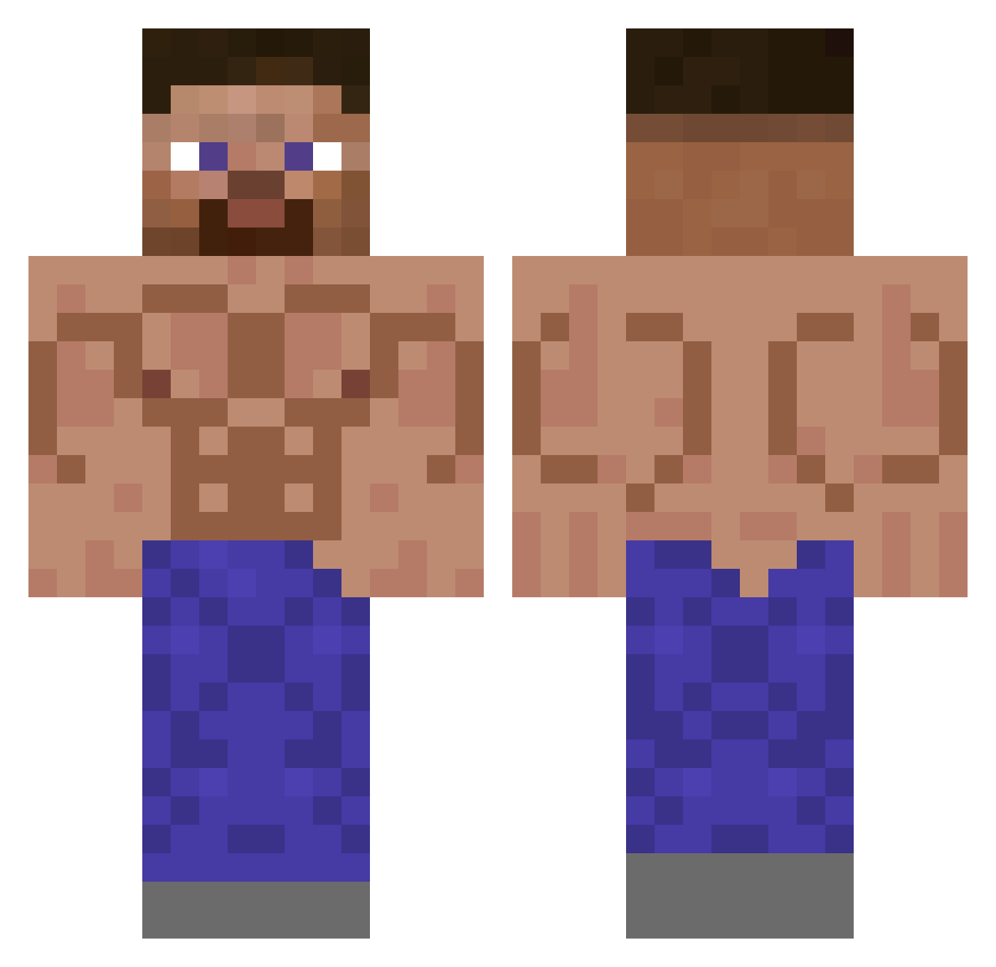 Snubbow Minecraft skin, front and back view