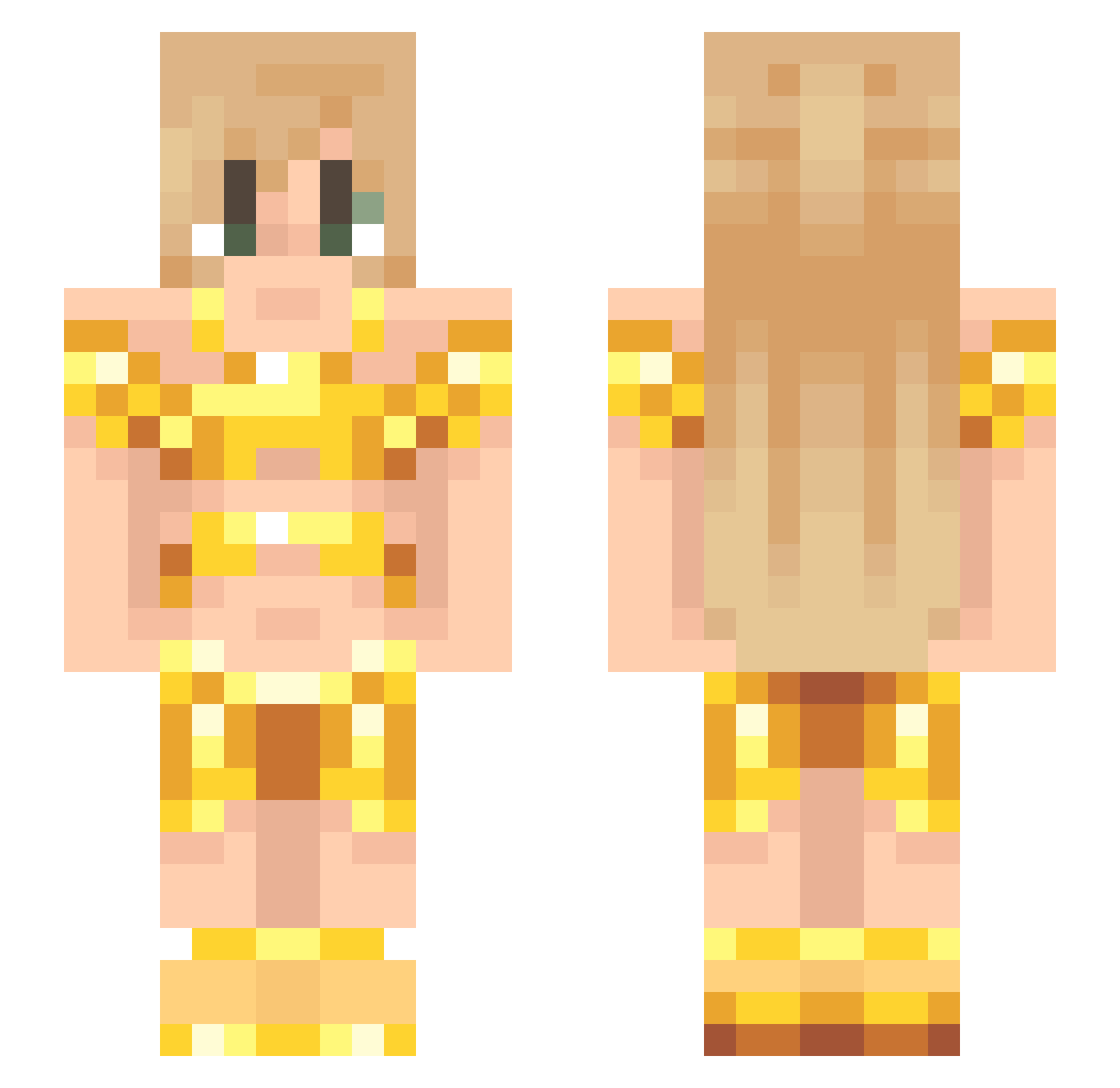 saucegirl Minecraft skin, front and back view