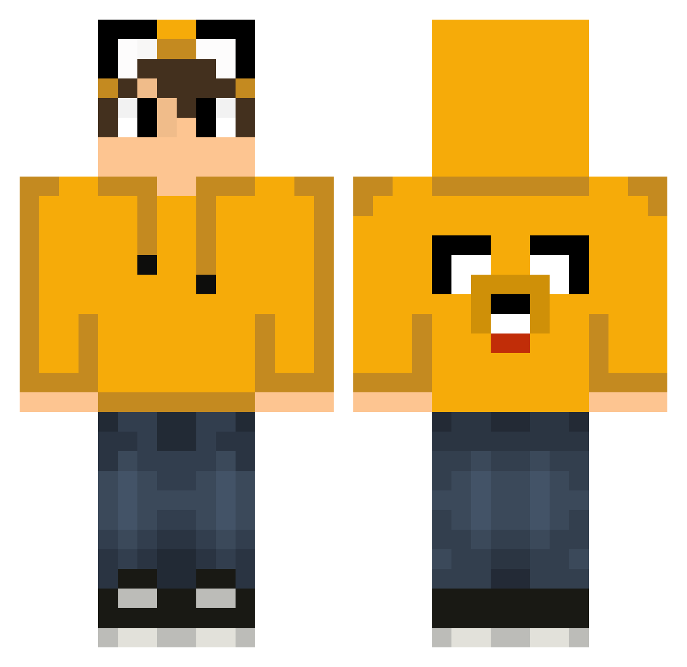 Imparty Minecraft skin, front and back view