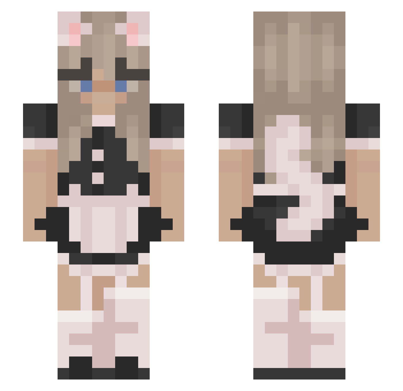PurplePurparty Minecraft skin, front and back view