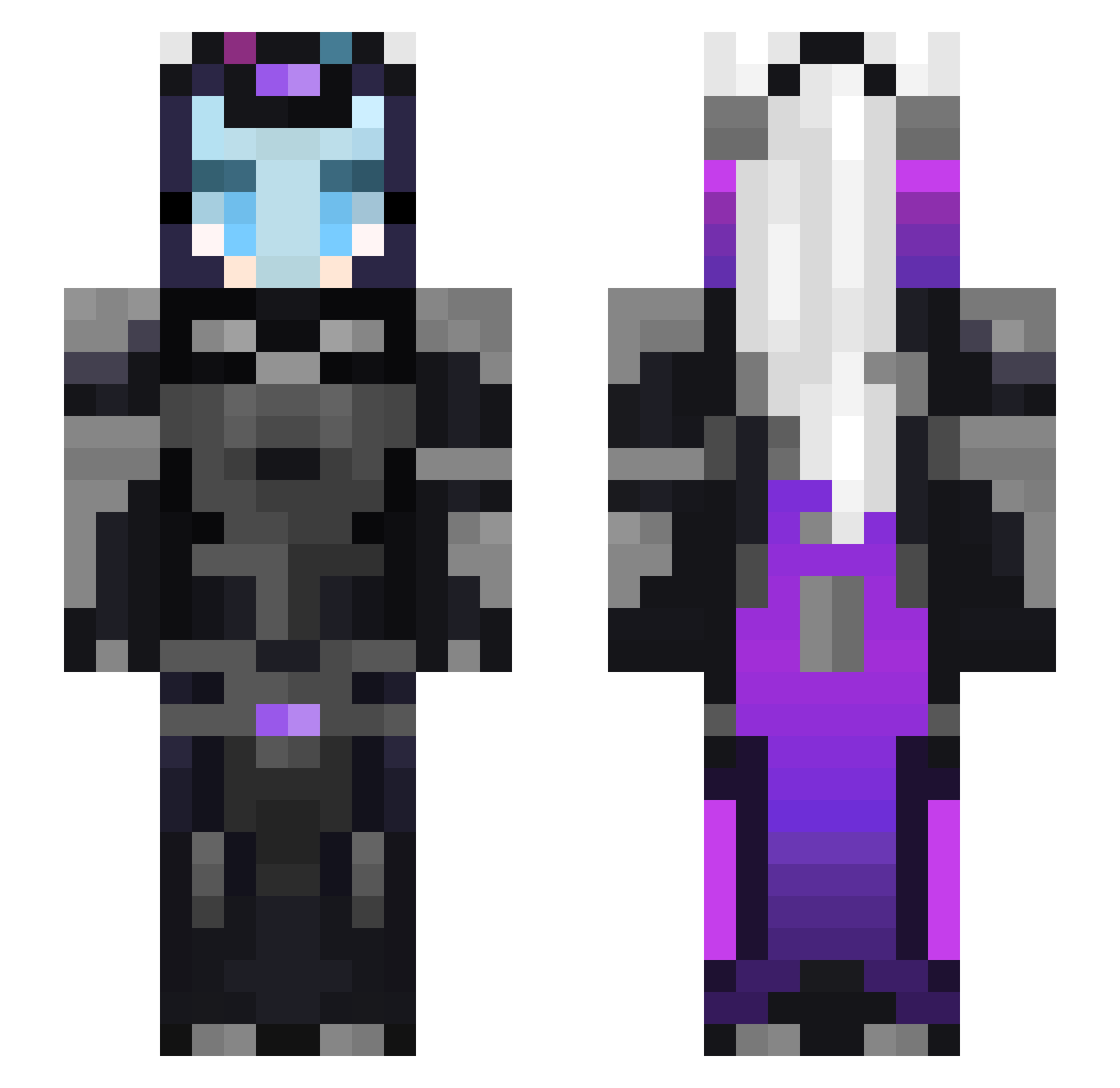 WiuzinhoGameplay Minecraft skin, front and back view