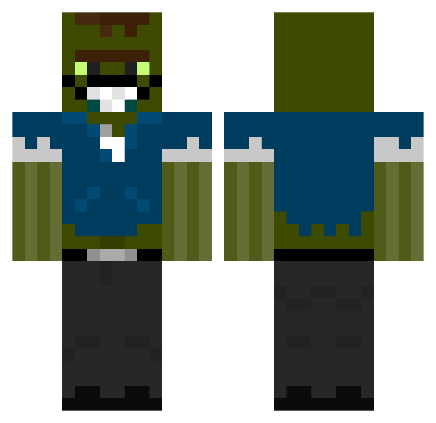 DeadManJack400 Minecraft skin, front and back view