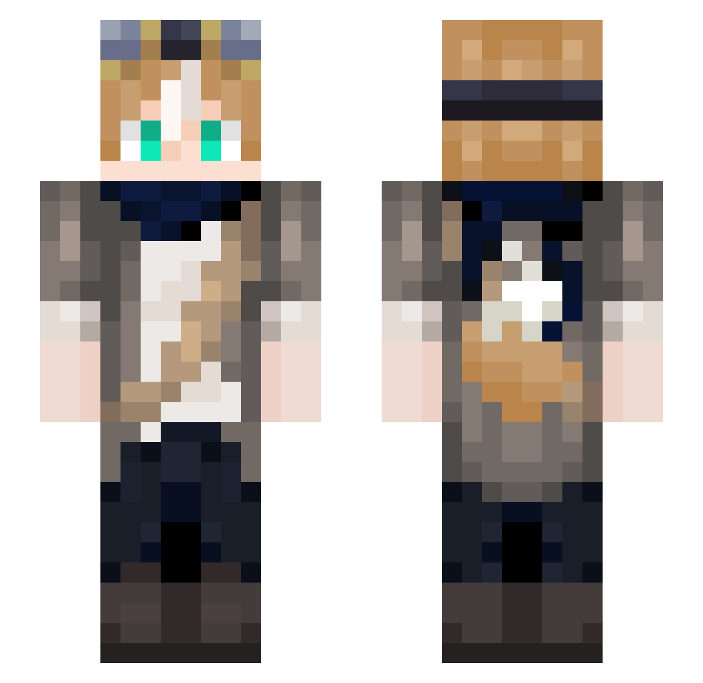 SpoofyP Minecraft skin, front and back view