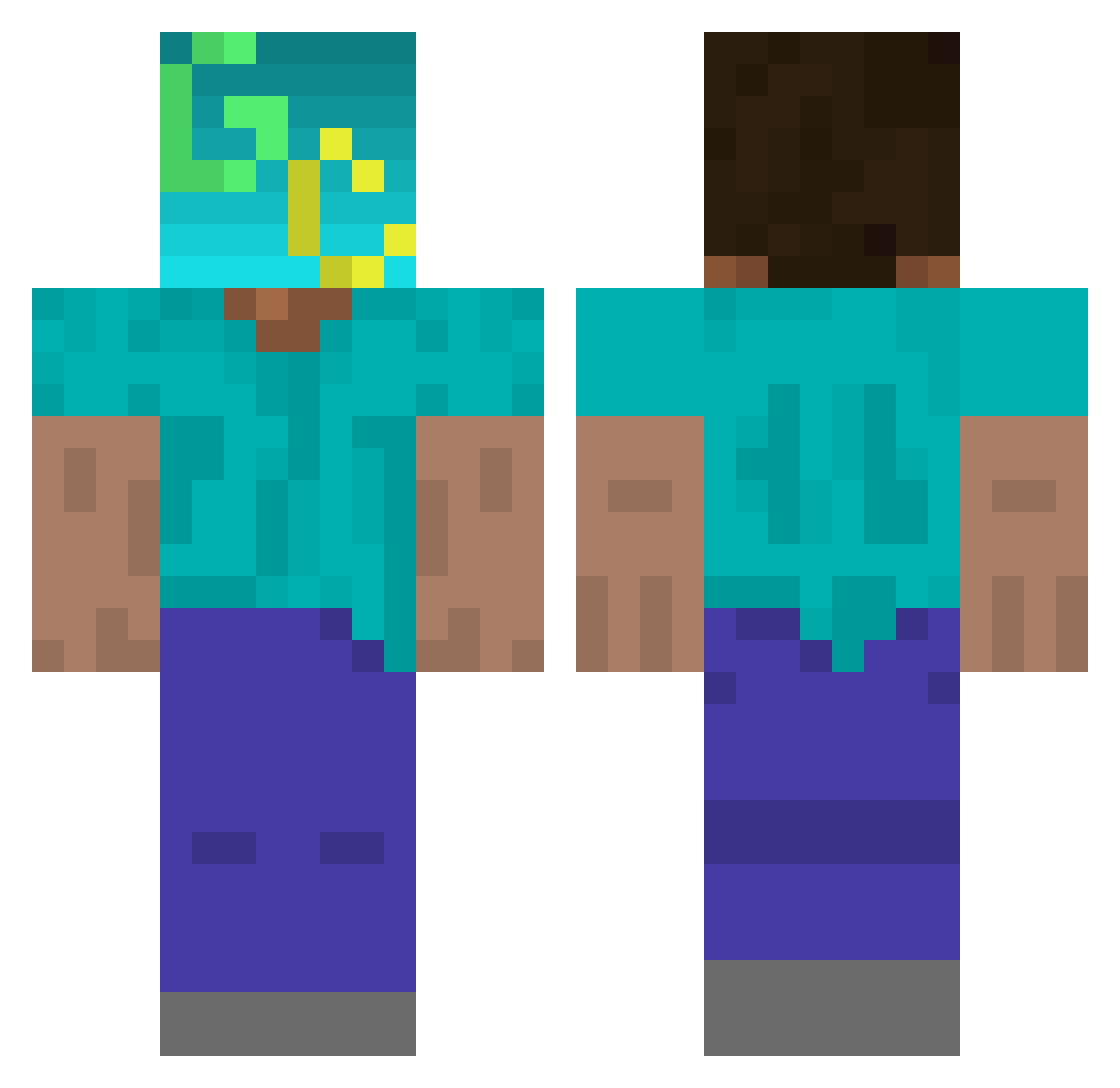 Thugnelius Minecraft skin, front and back view