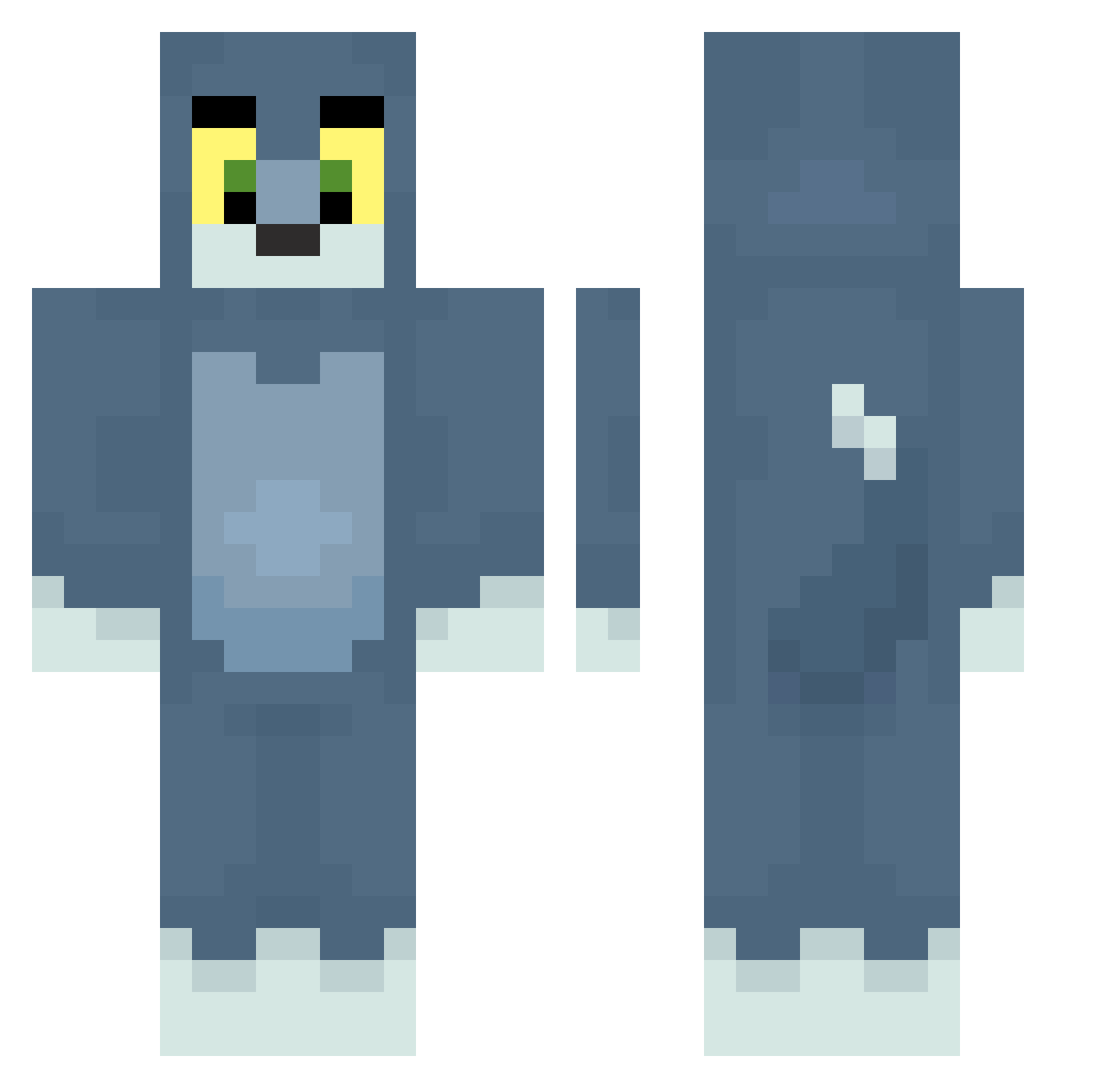Pancakeater64 Minecraft skin, front and back view