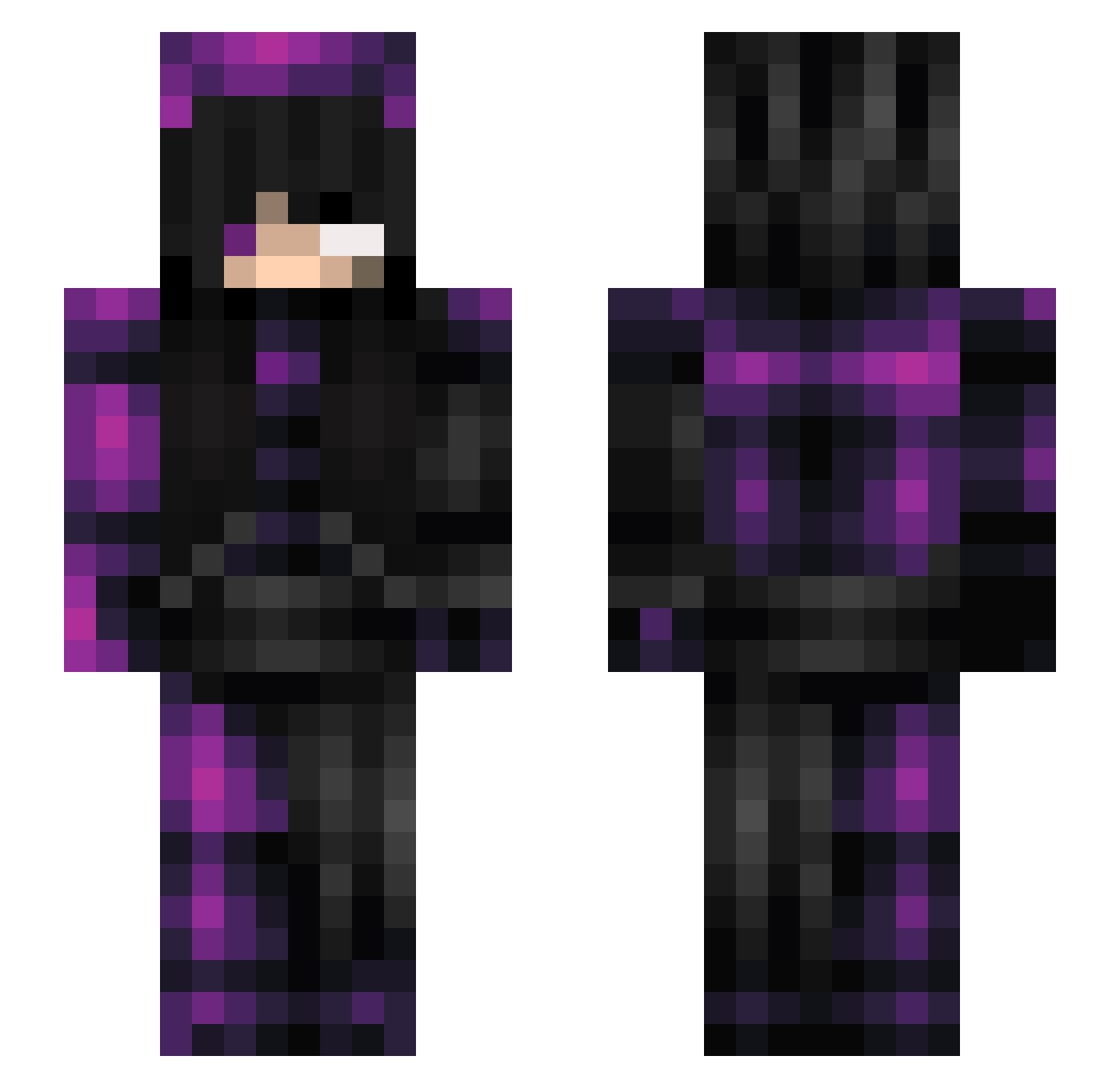 x_astii Minecraft skin, front and back view