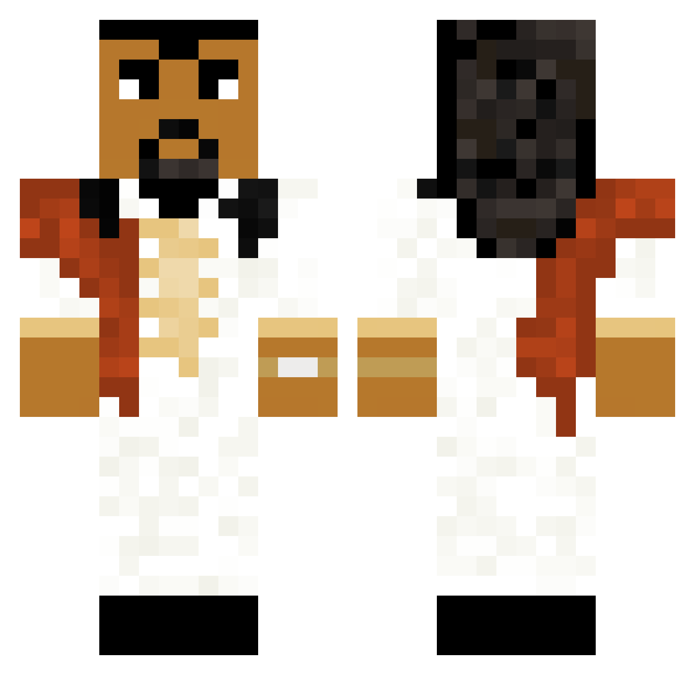 Grubald Minecraft skin, front and back view