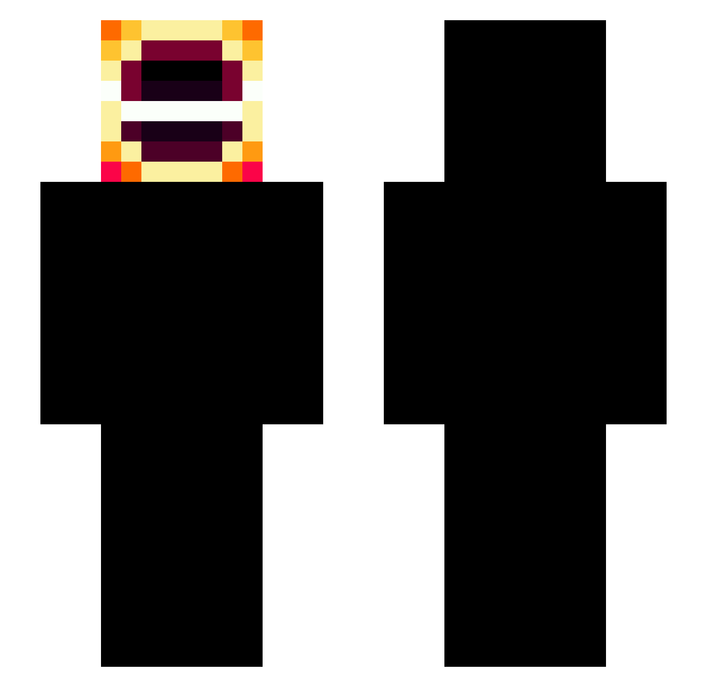 Hyperp0p Minecraft skin, front and back view