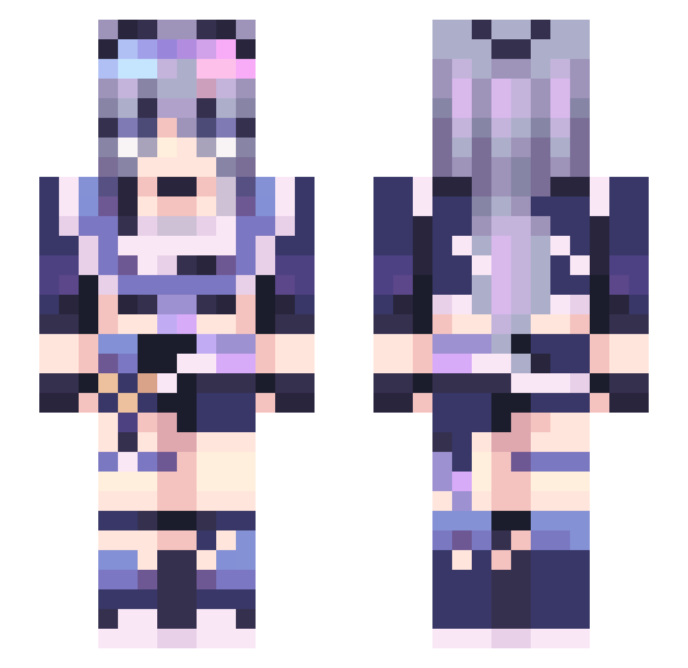silverwolf707 Minecraft skin, front and back view