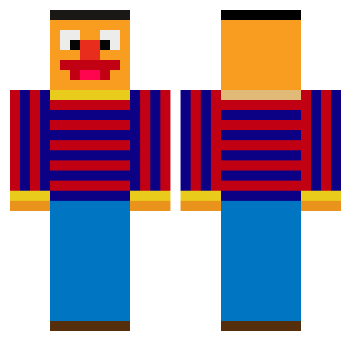 BlockyBurrito Minecraft skin, front and back view