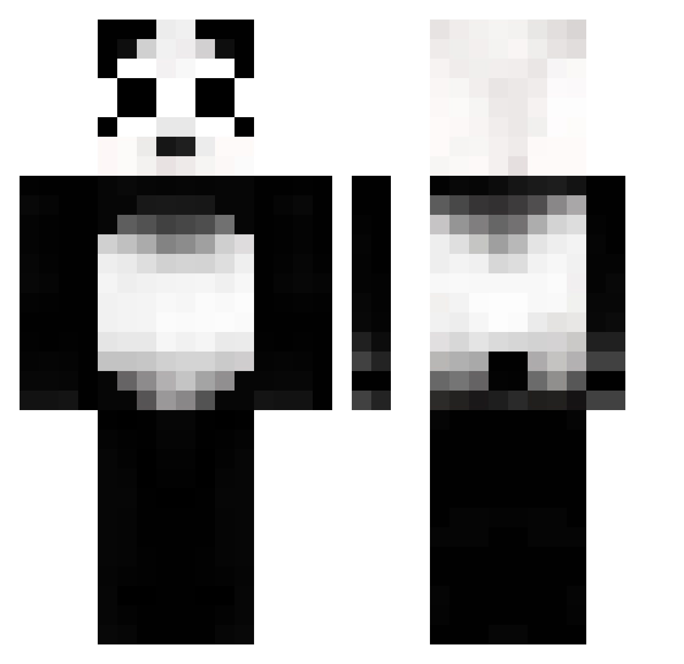 Pxndu Minecraft skin, front and back view