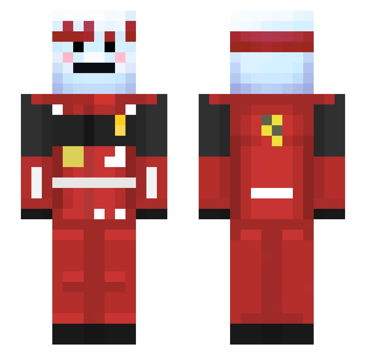 Pyrobolt458 Minecraft skin, front and back view