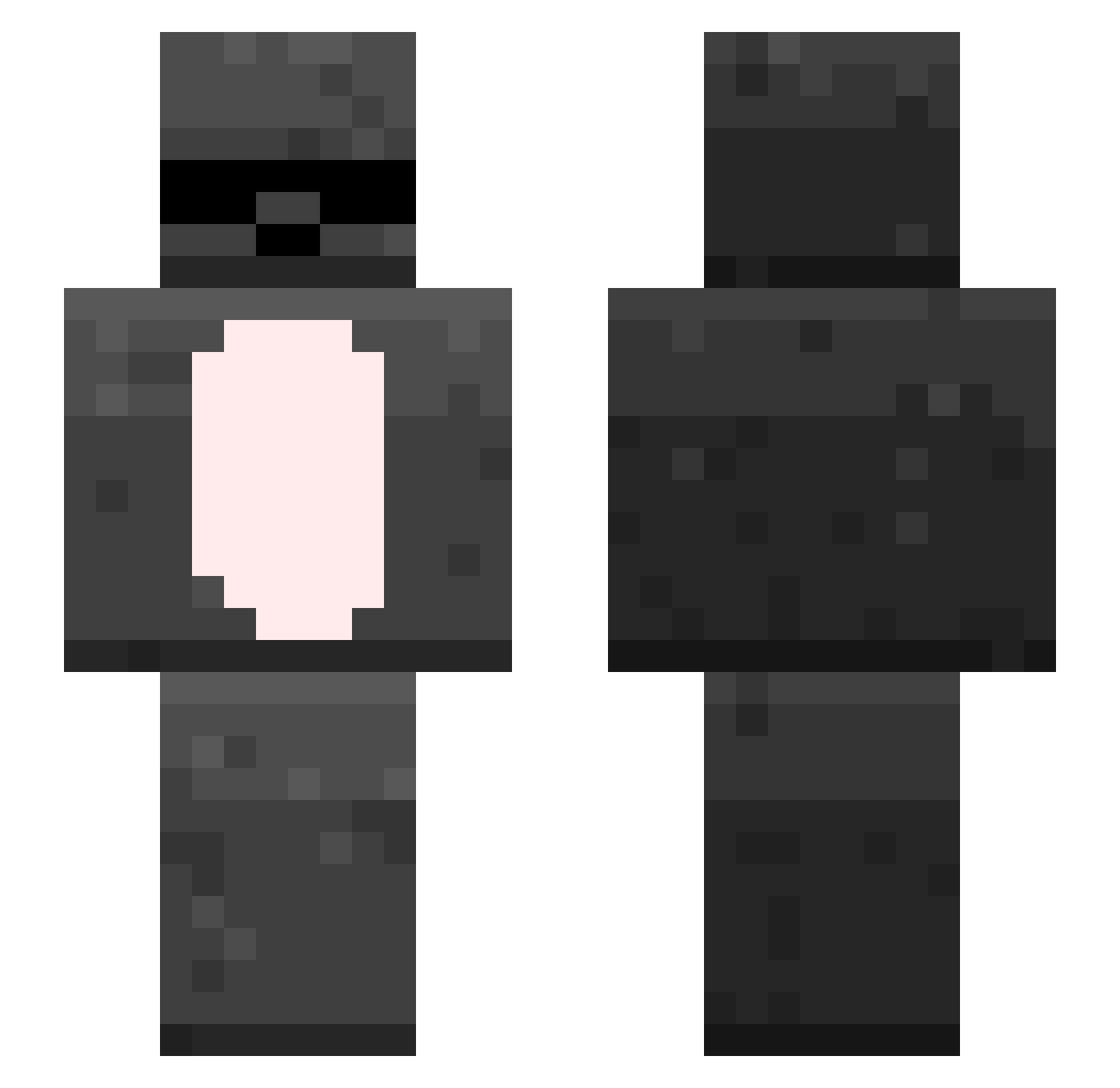 Gray Minecraft skin, front and back view