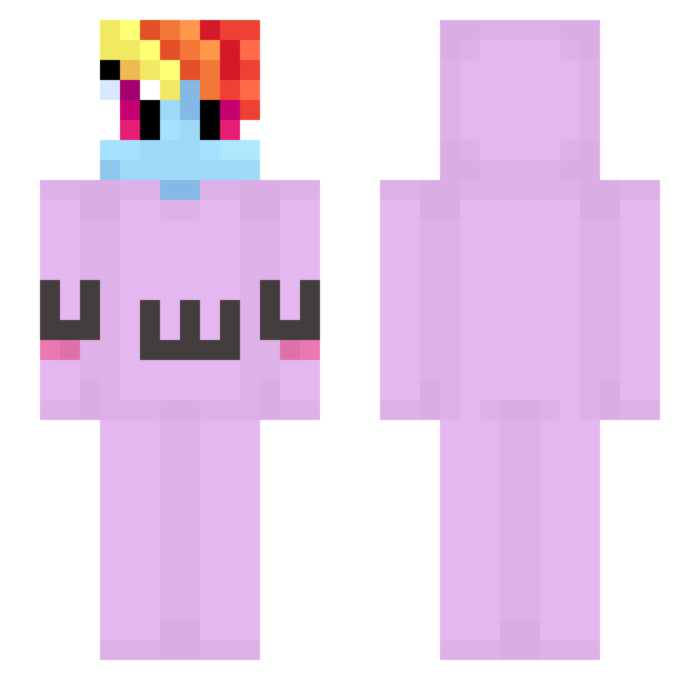 Hyceman Minecraft skin, front and back view