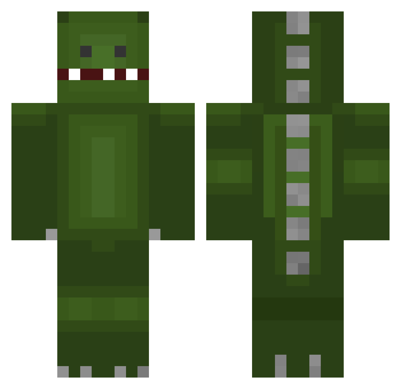 Arrowgant Minecraft skin, front and back view
