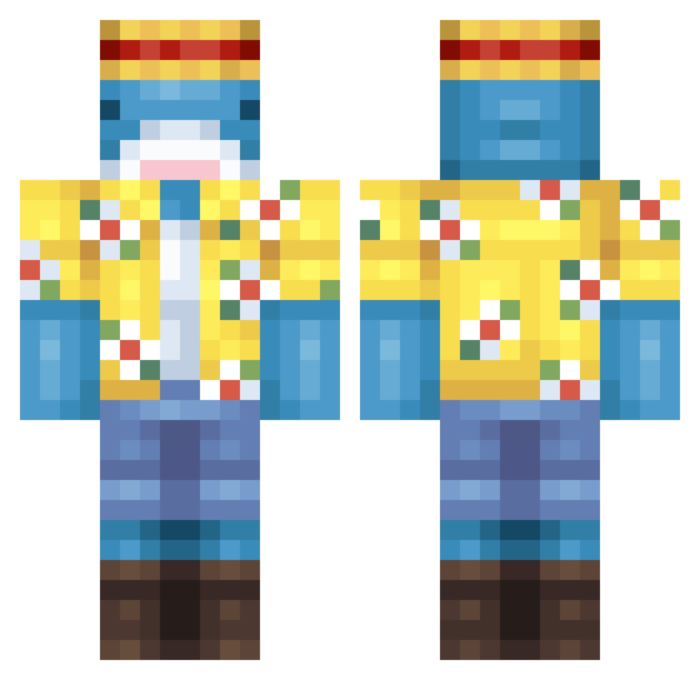 Plushark Minecraft skin, front and back view