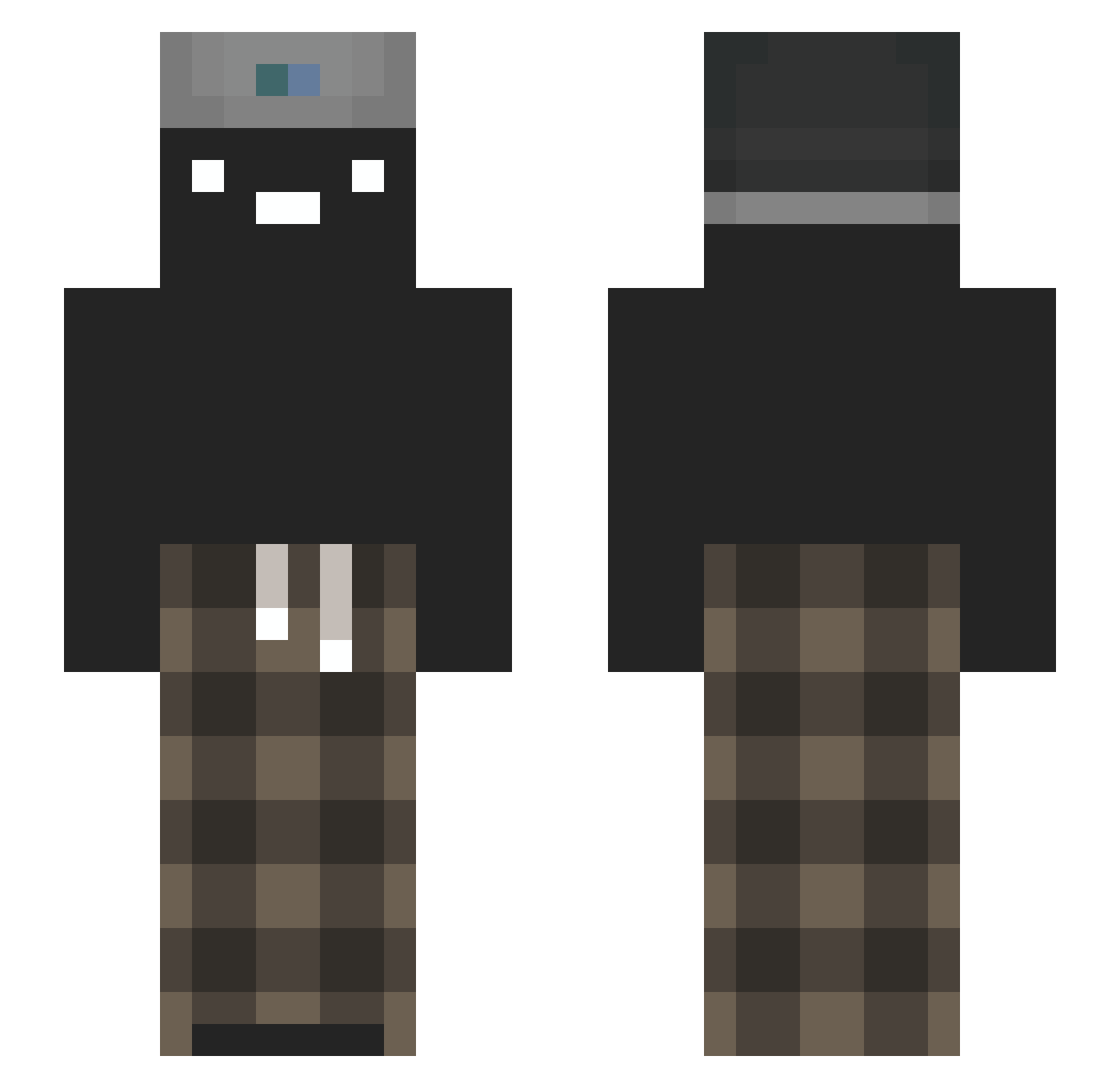ResNotResponding Minecraft skin, front and back view