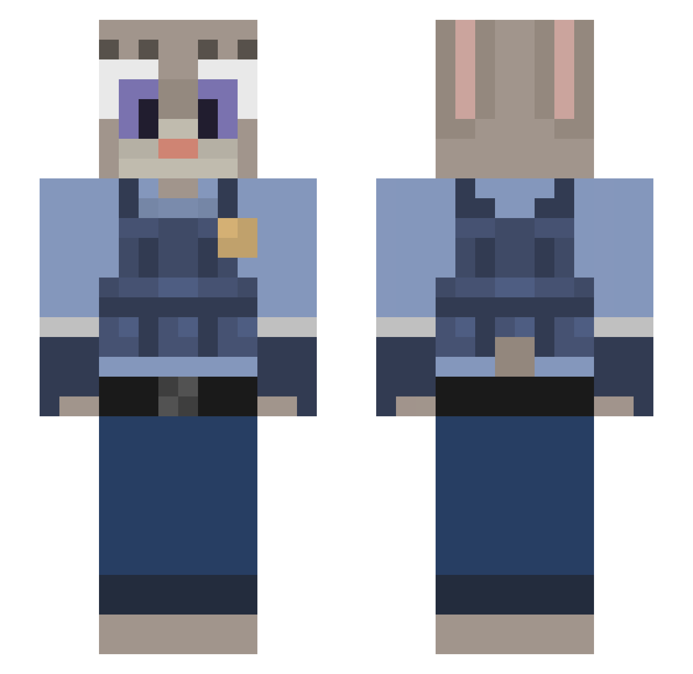 Bosey Minecraft skin, front and back view
