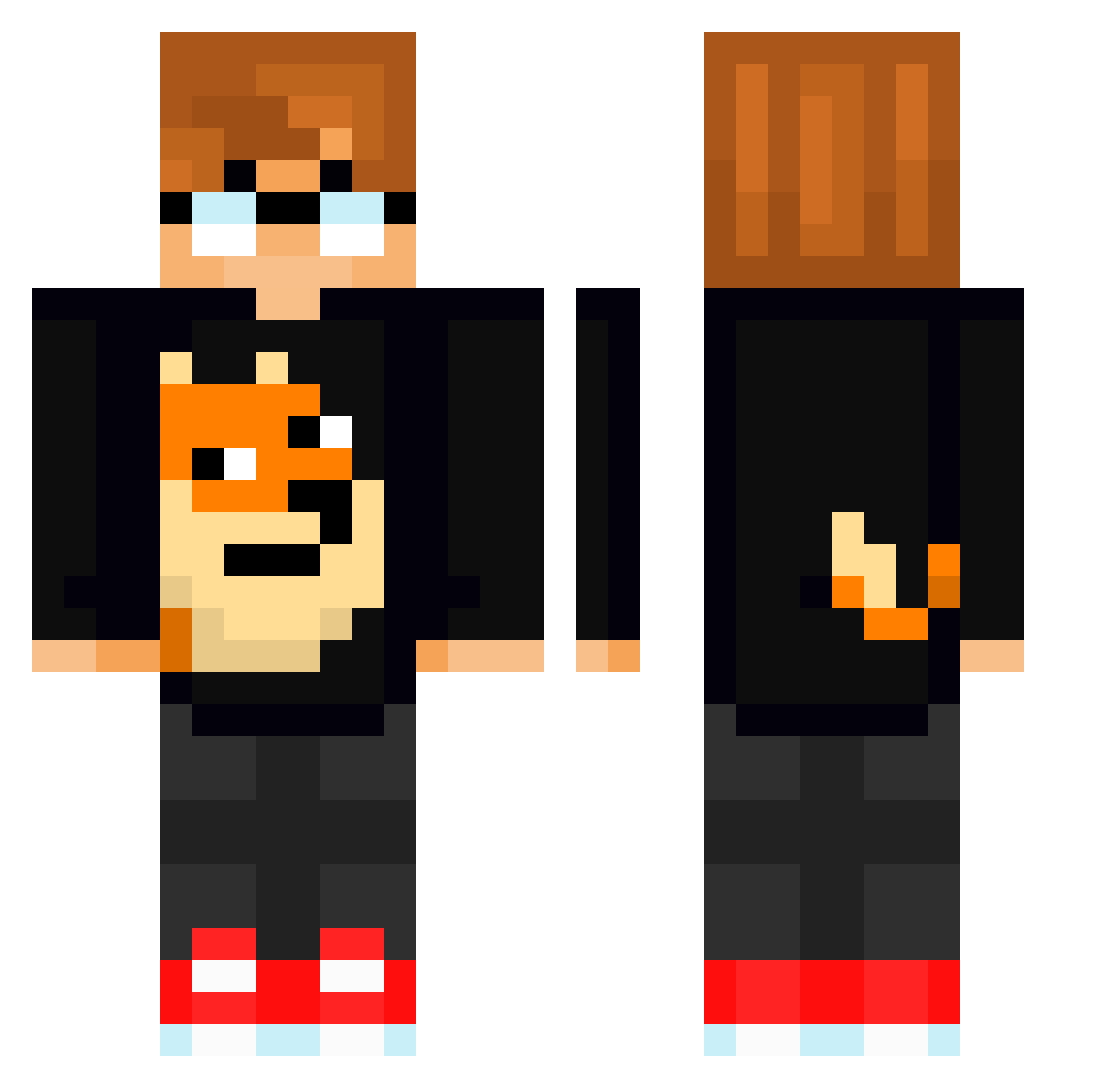 SteveLevel100 Minecraft skin, front and back view