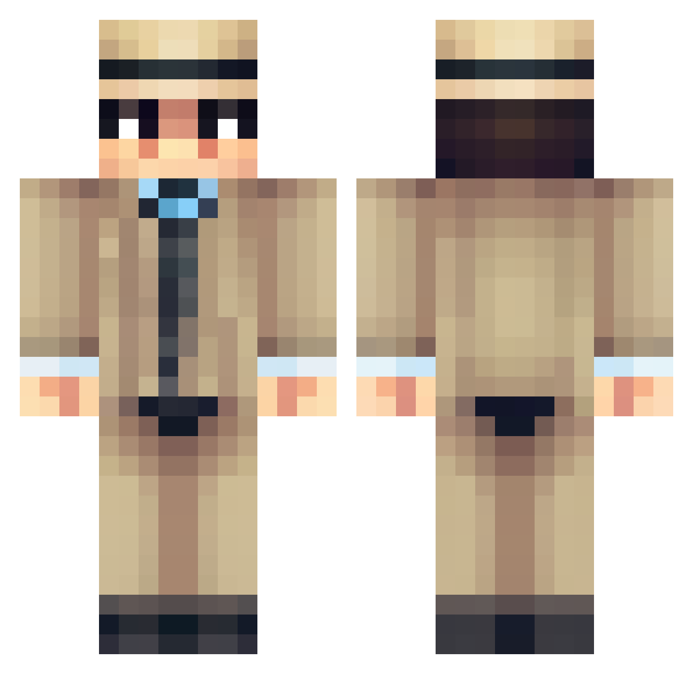 Nanu2 Minecraft skin, front and back view
