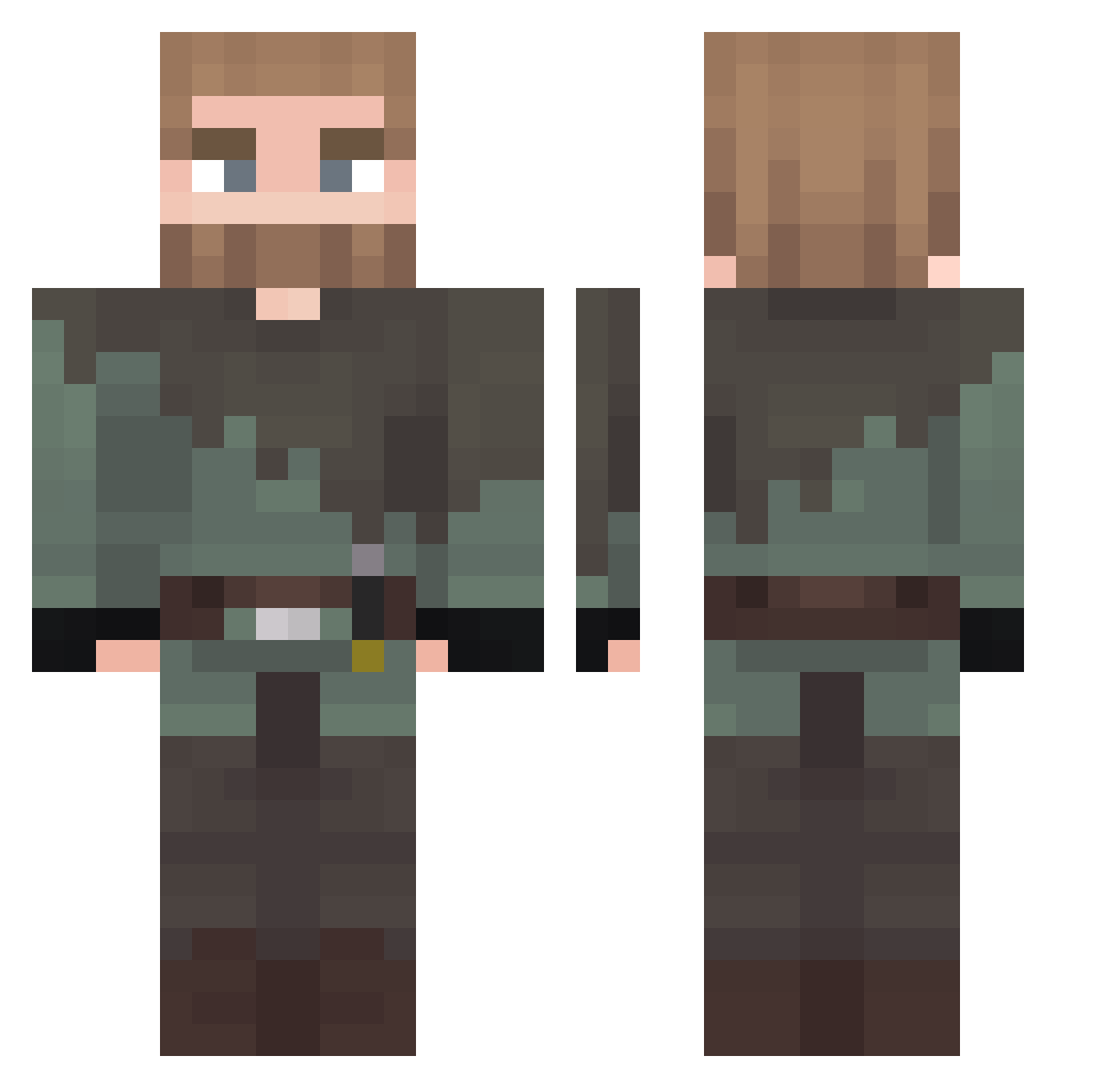 Raspandar Minecraft skin, front and back view