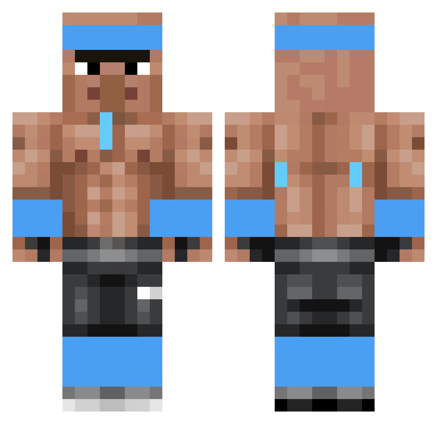 Turk8i Minecraft skin, front and back view