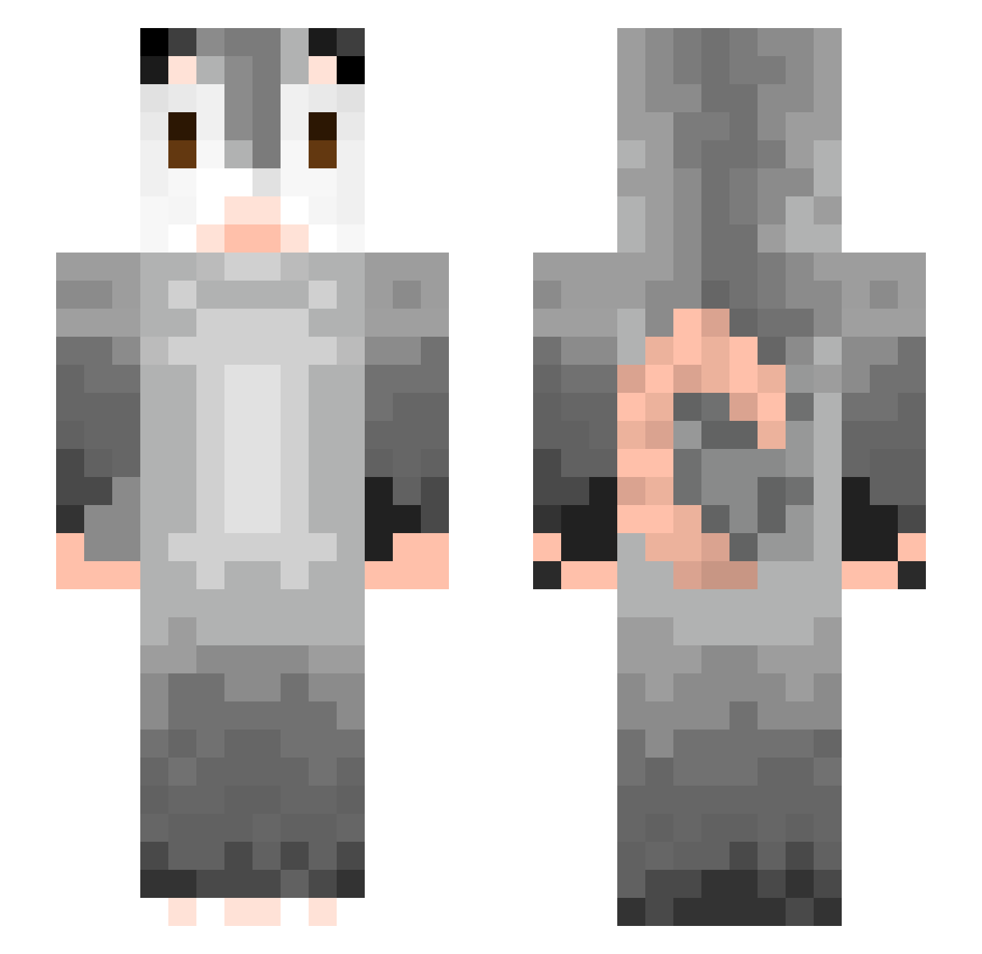 PunishedMu Minecraft skin, front and back view