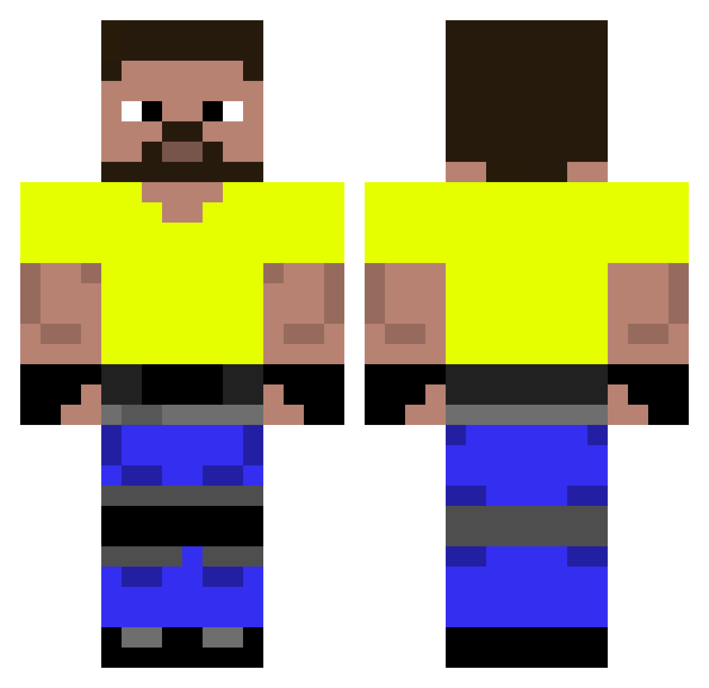 RAINxWeirdPVP Minecraft skin, front and back view