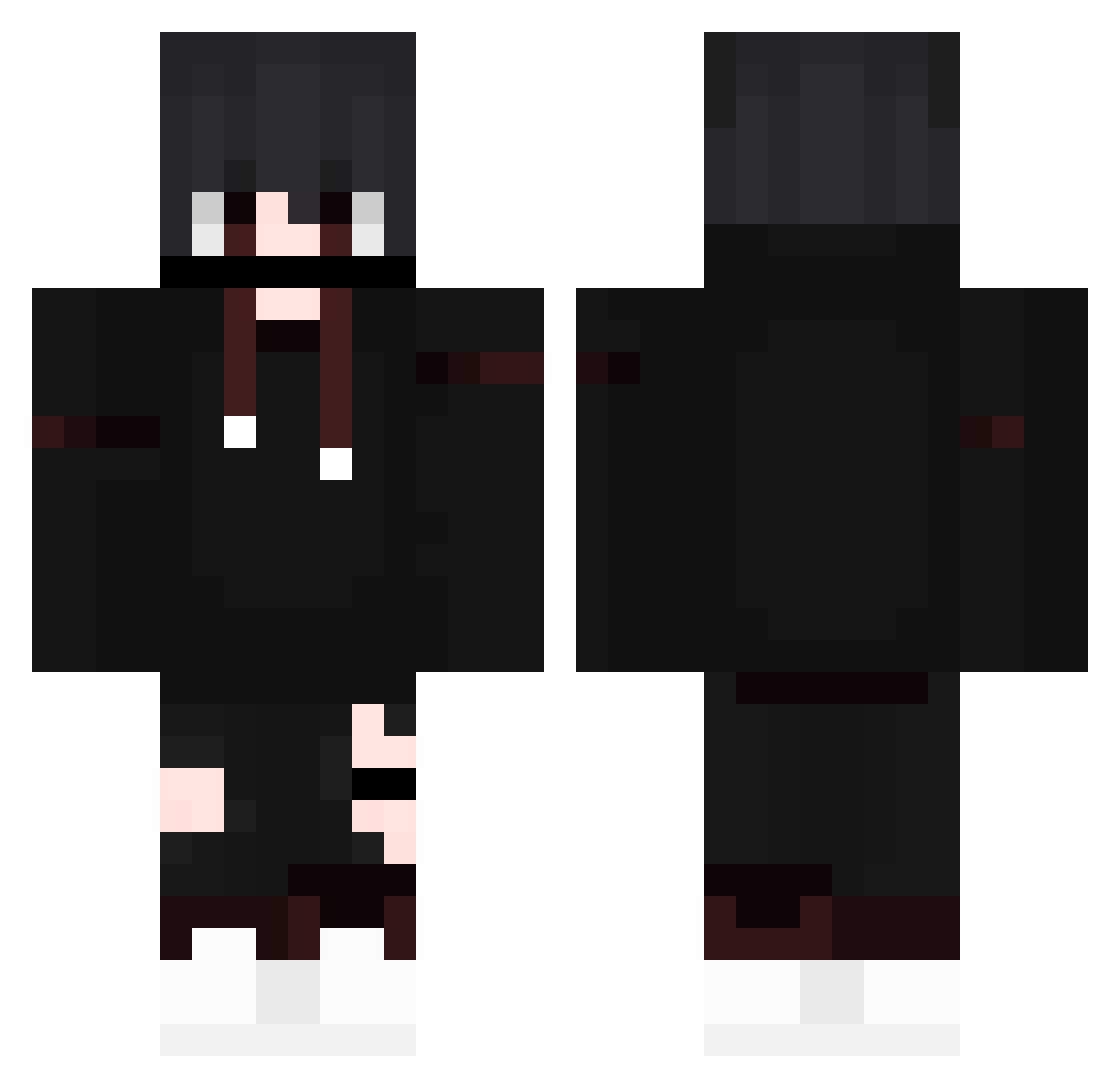 Uncapped Minecraft skin, front and back view