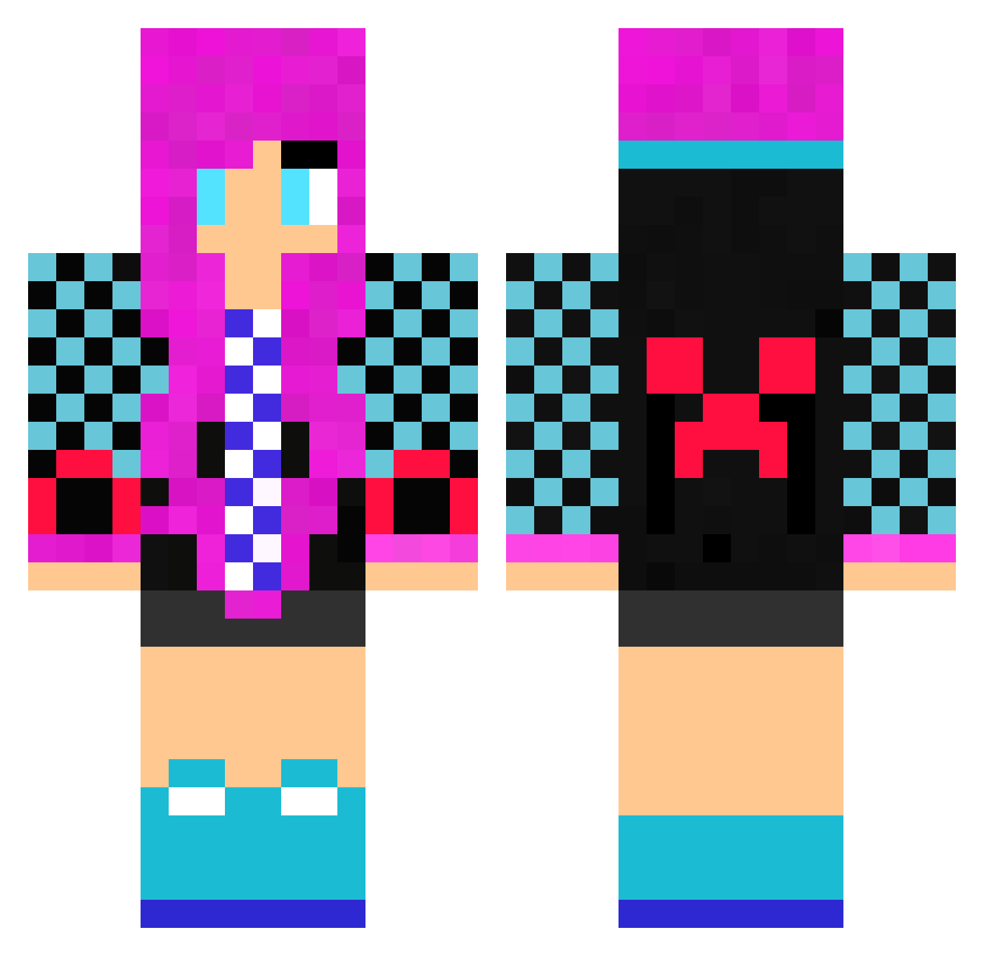 aJaque Minecraft skin, front and back view