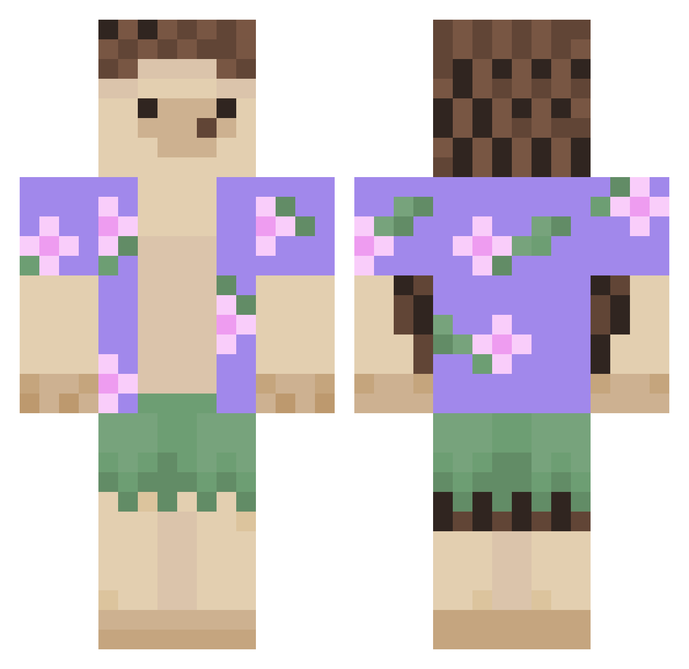PluizigeEgel_ Minecraft skin, front and back view
