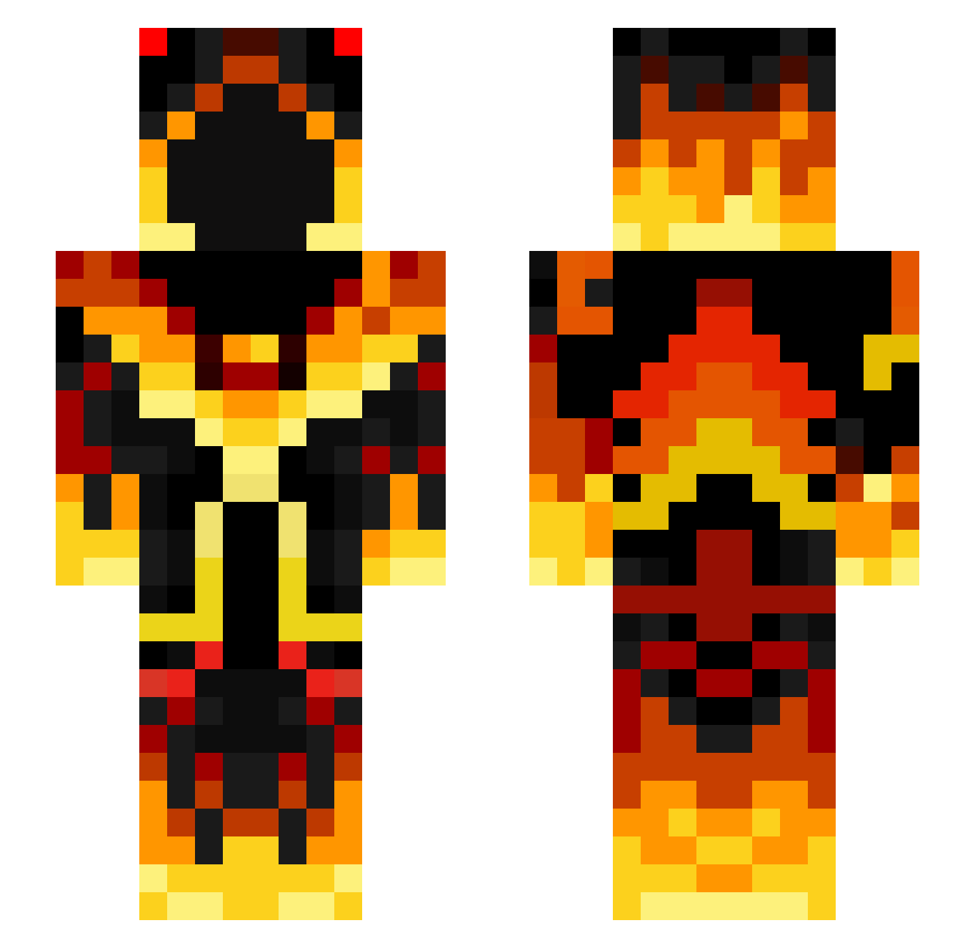 DeezusNuttus Minecraft skin, front and back view