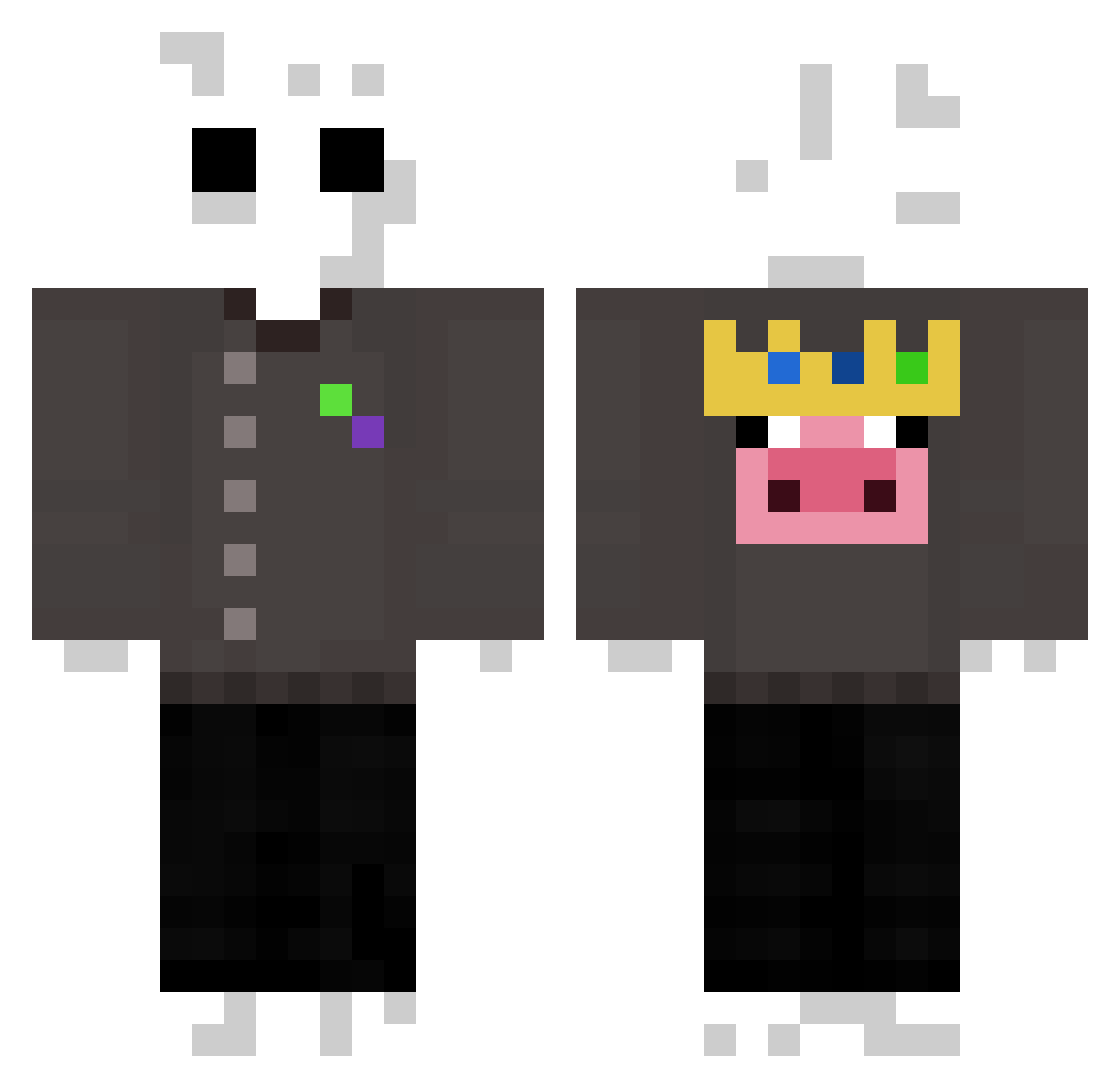 SimonTheGhost Minecraft skin, front and back view
