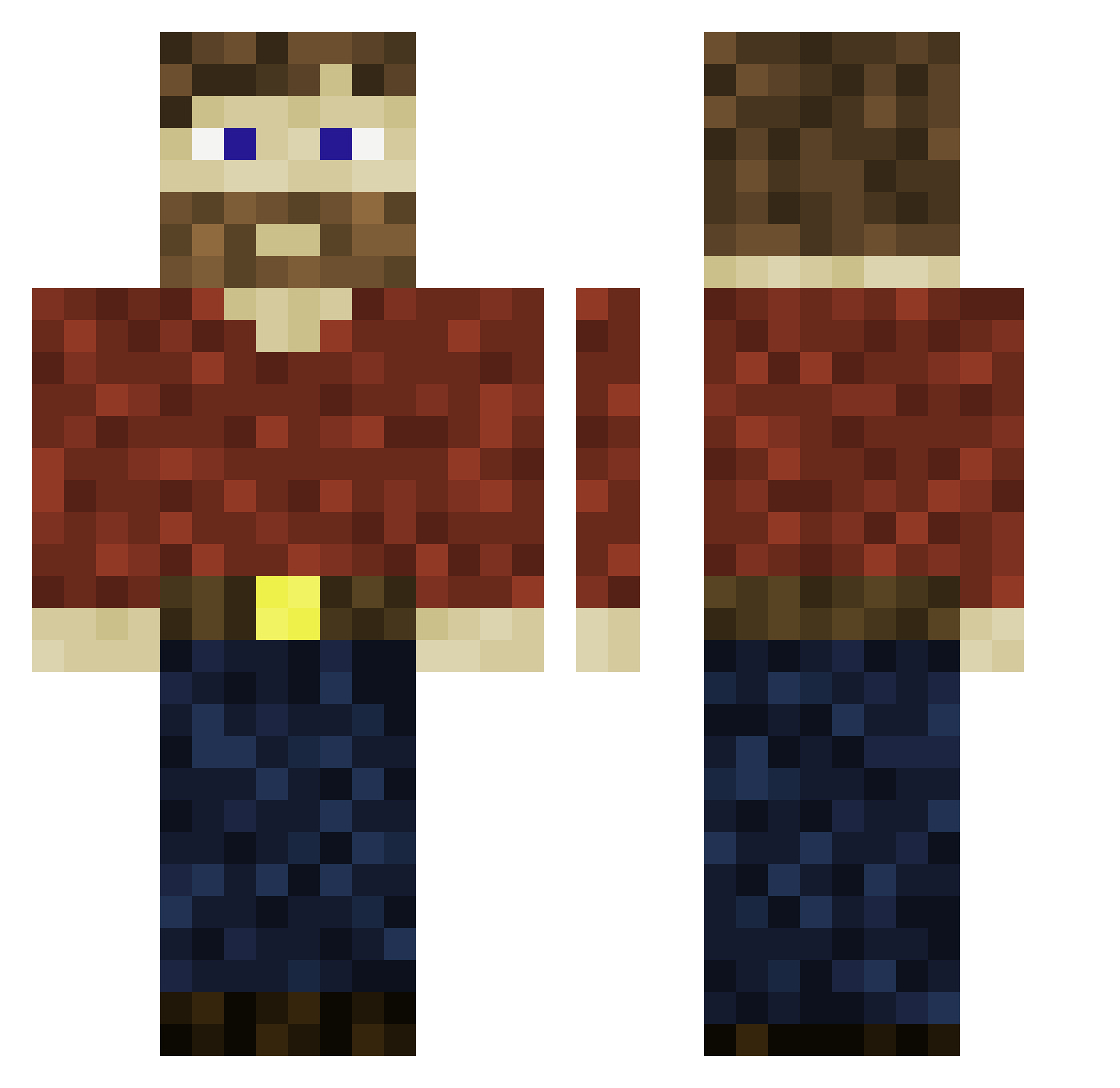 TheHennessy Minecraft skin, front and back view