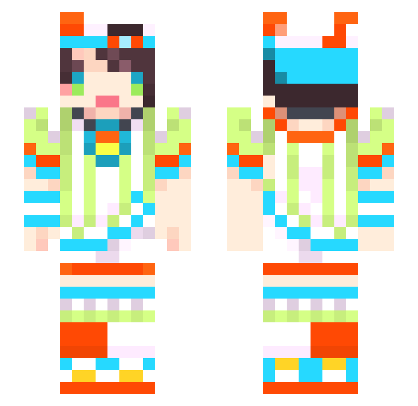 RealYami Minecraft skin, front and back view