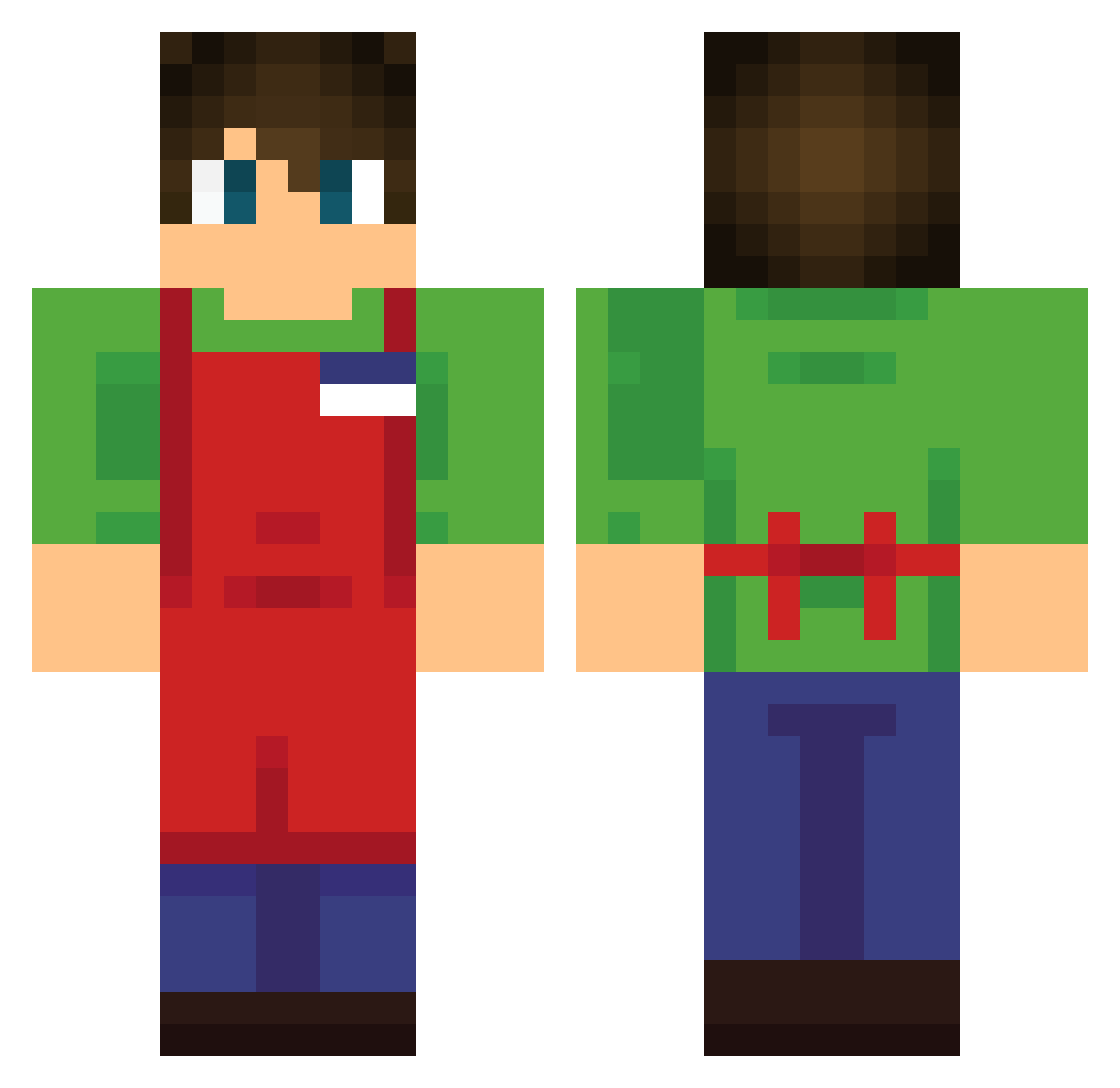 ArcziTV Minecraft skin, front and back view