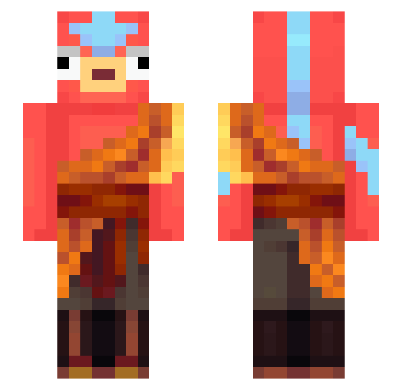 Bannain Minecraft skin, front and back view