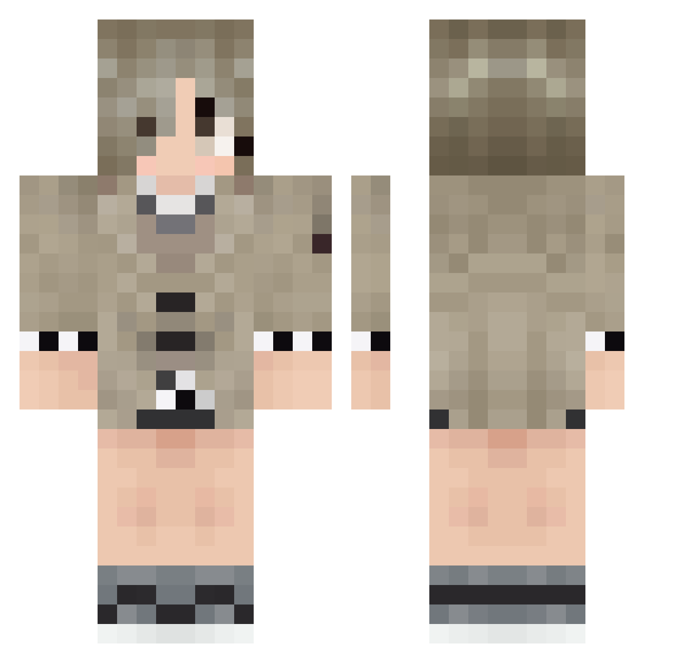 shishimianku Minecraft skin, front and back view