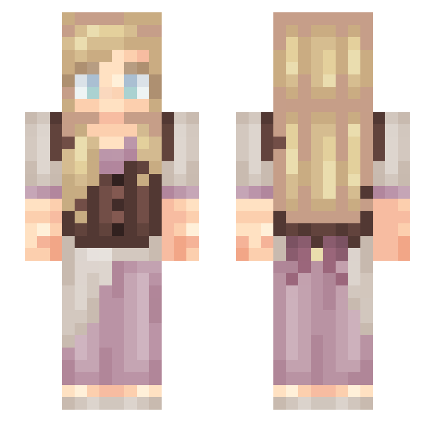 Gretal Minecraft skin, front and back view