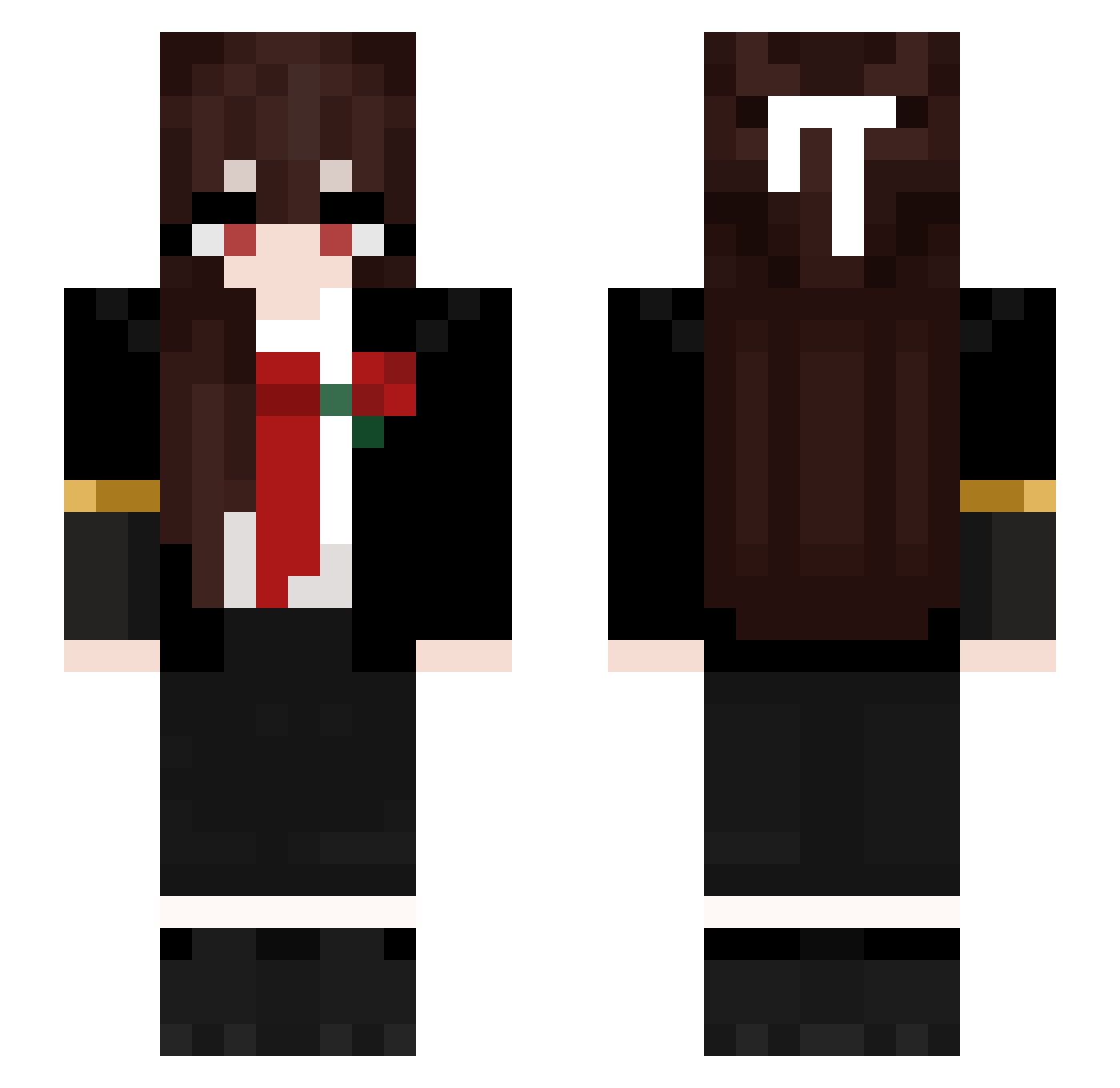 Azuple Minecraft skin, front and back view