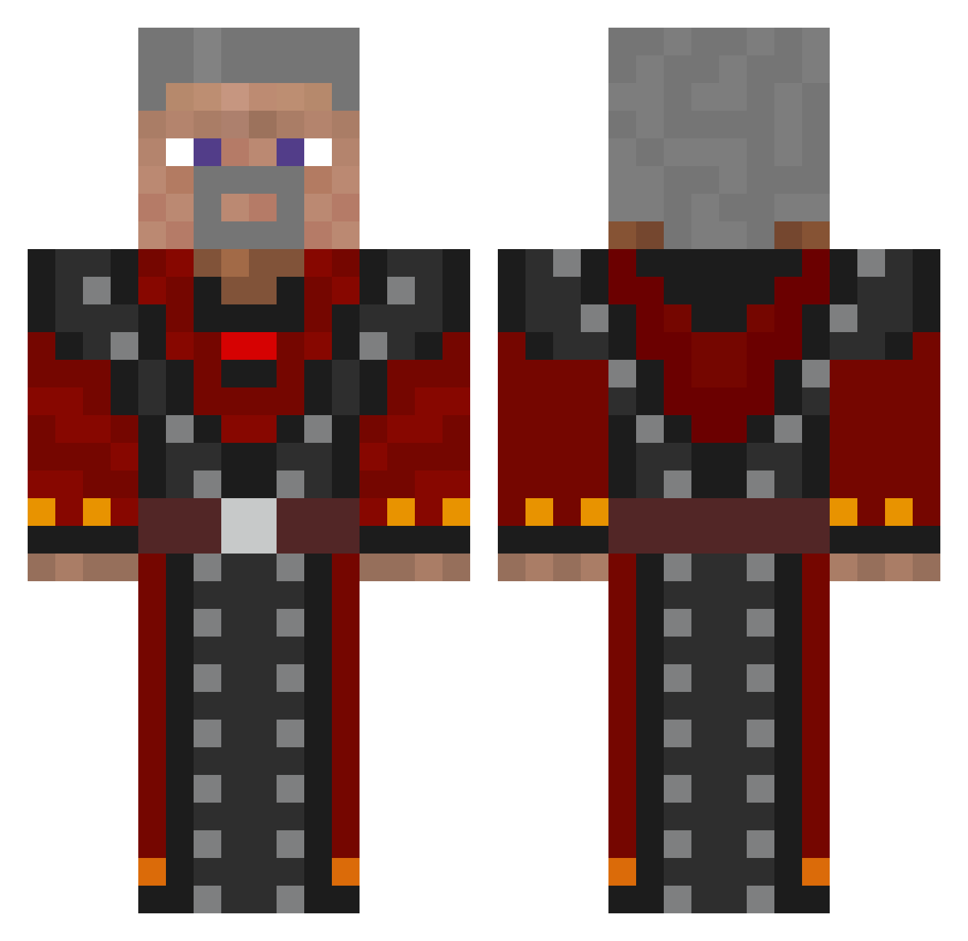 Thylium Minecraft skin, front and back view