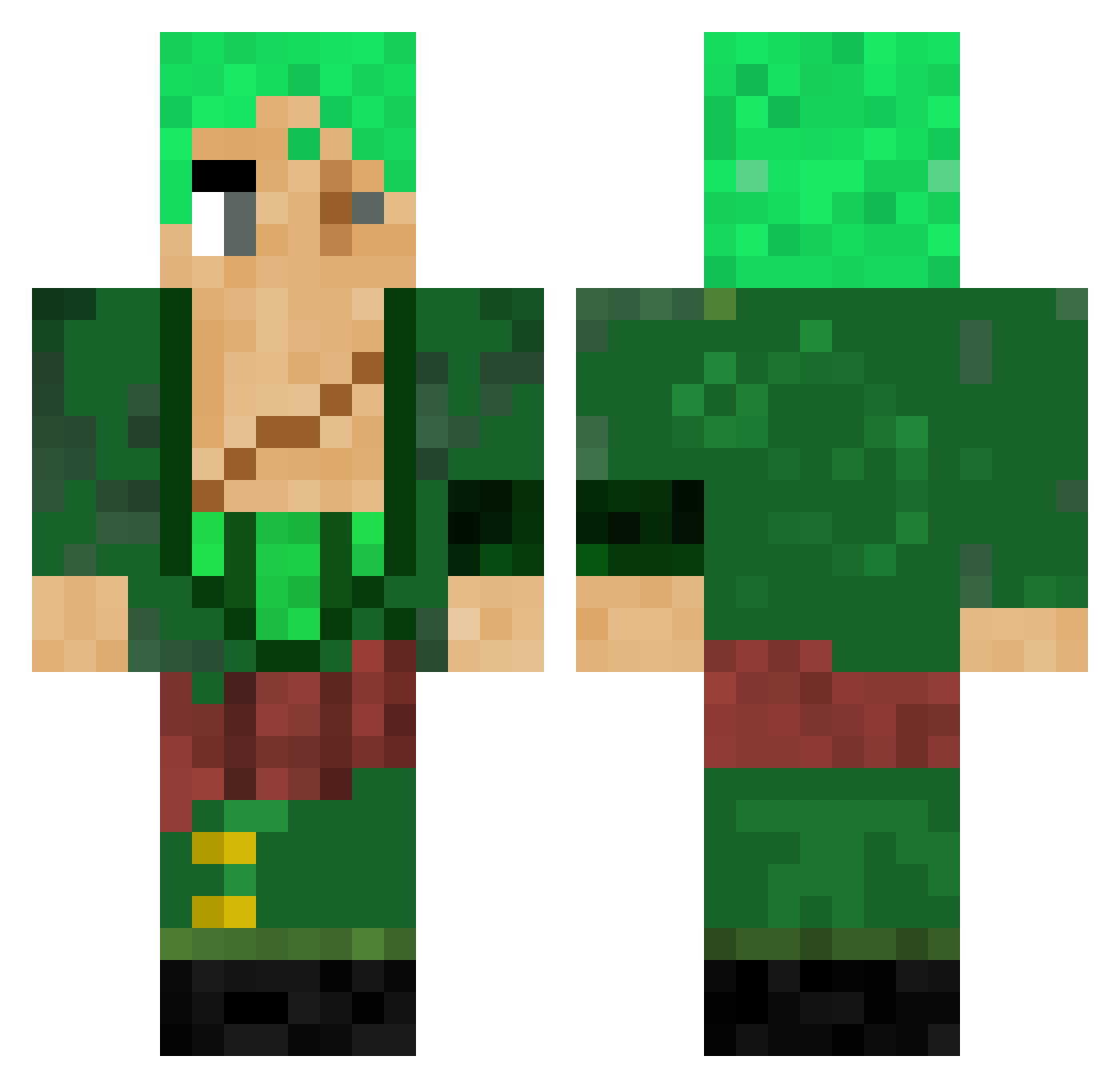 TheMegaByte Minecraft skin, front and back view