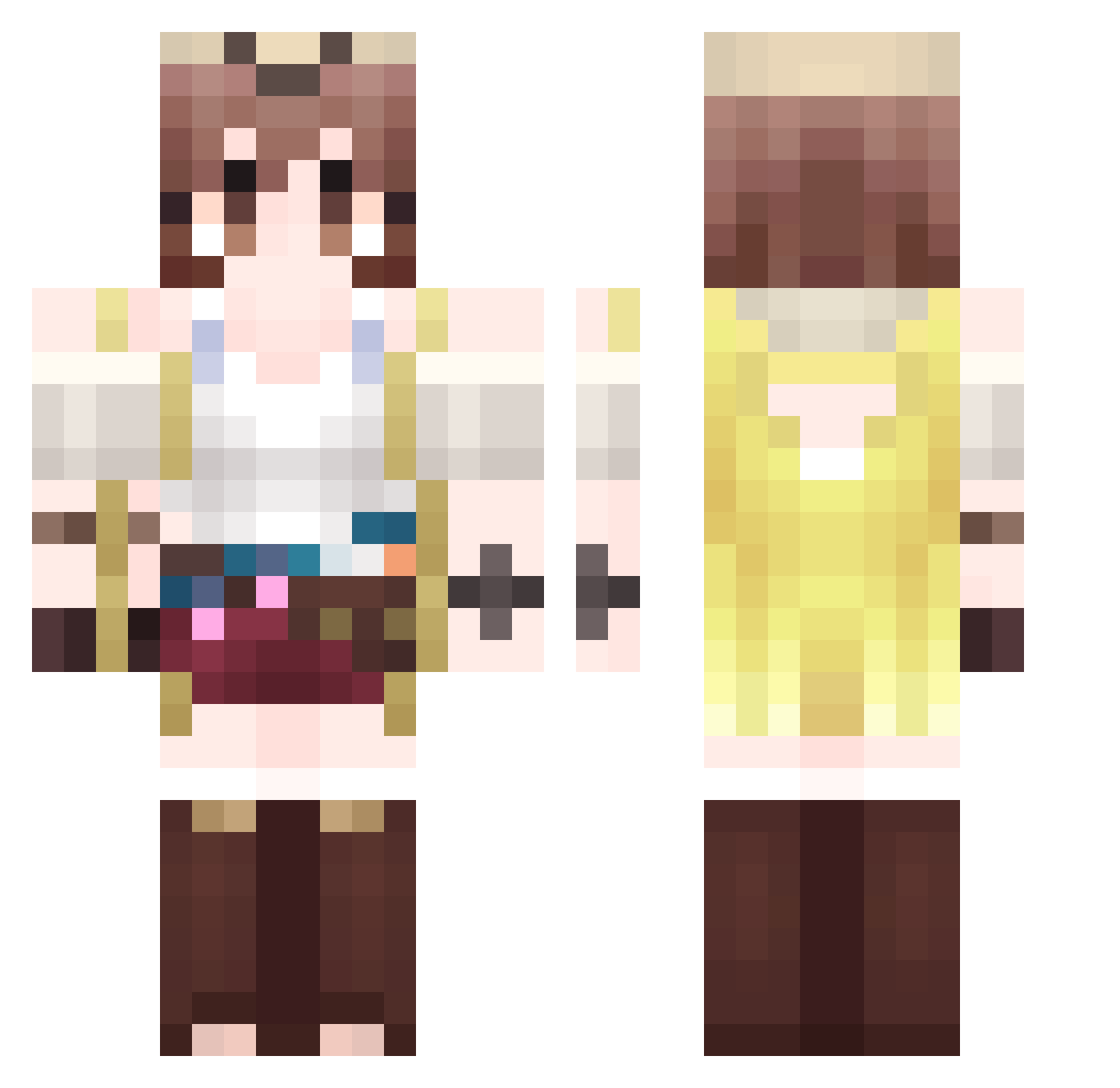 yyuko_ Minecraft skin, front and back view